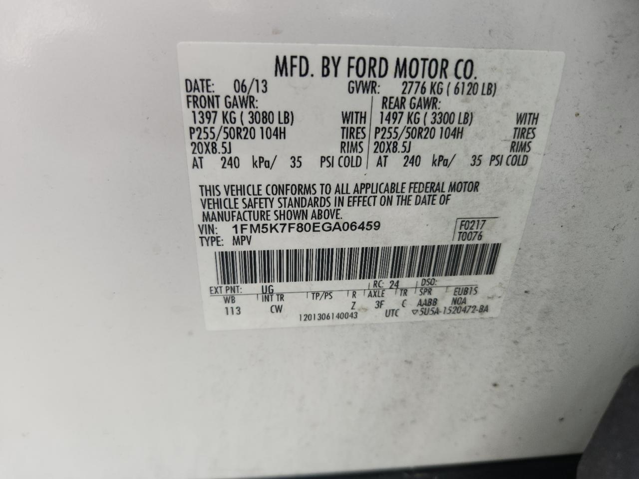 2014 Ford Explorer Limited White vin: 1FM5K7F80EGA06459