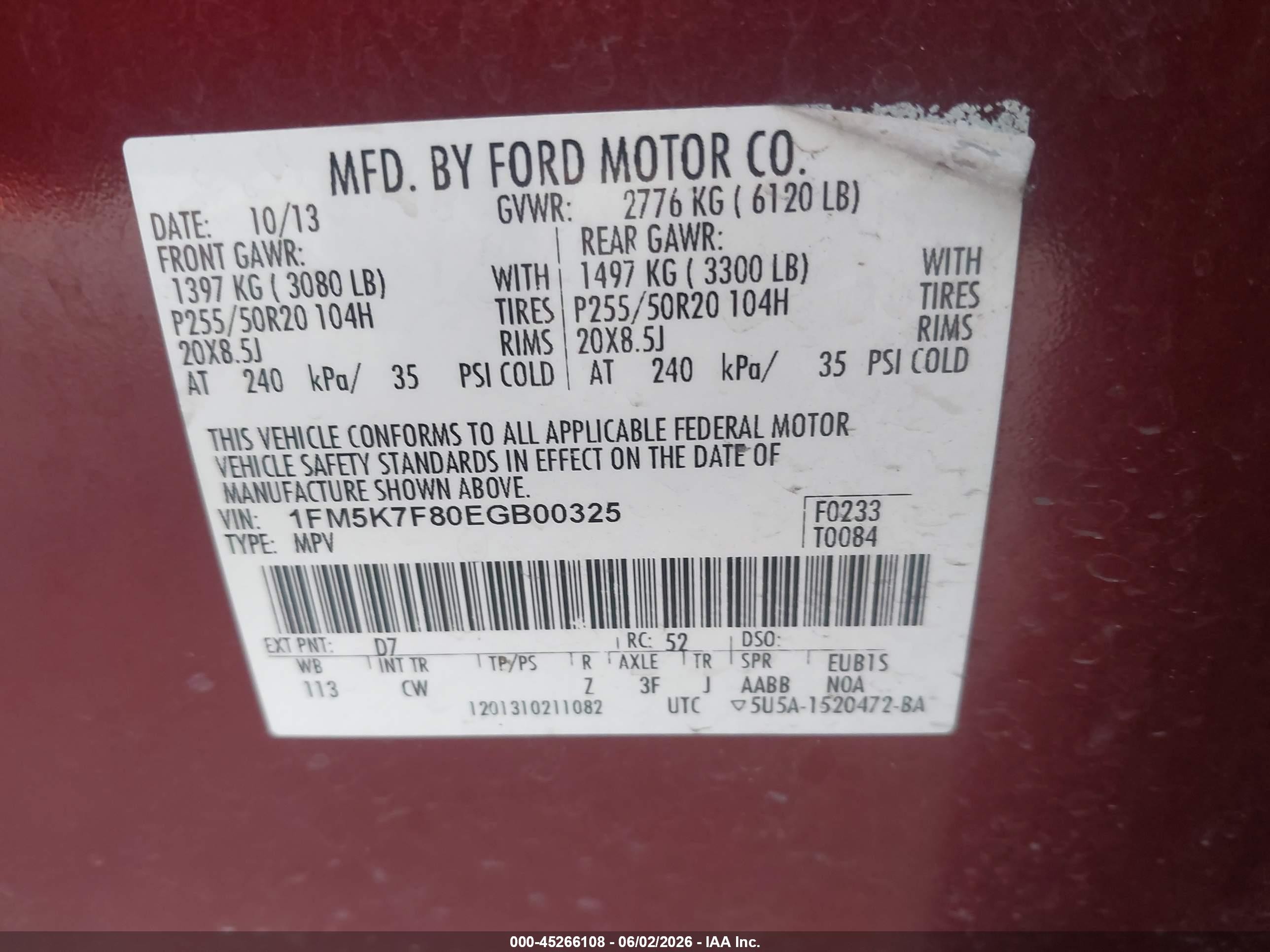2014 Ford Explorer Limited Burgundy vin: 1FM5K7F80EGB00325