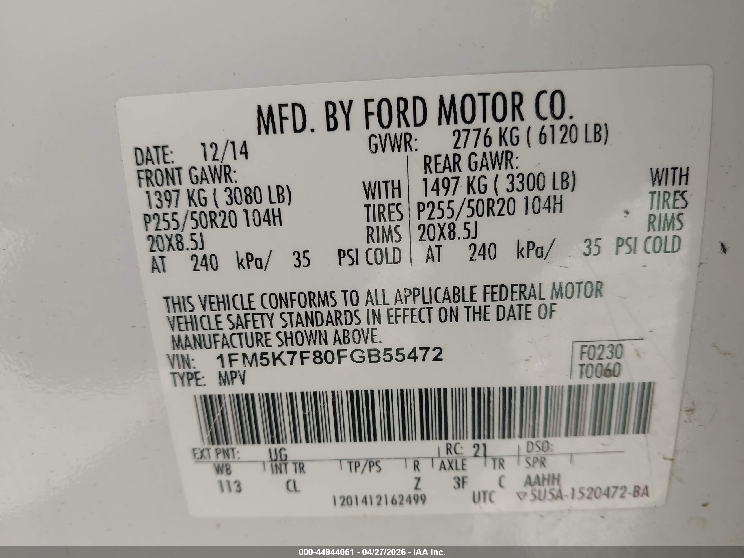 2015 Ford Explorer Limited White vin: 1FM5K7F80FGB55472