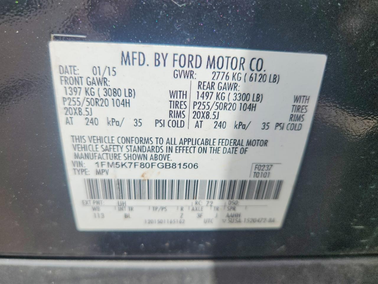 2015 Ford Explorer Limited Black vin: 1FM5K7F80FGB81506