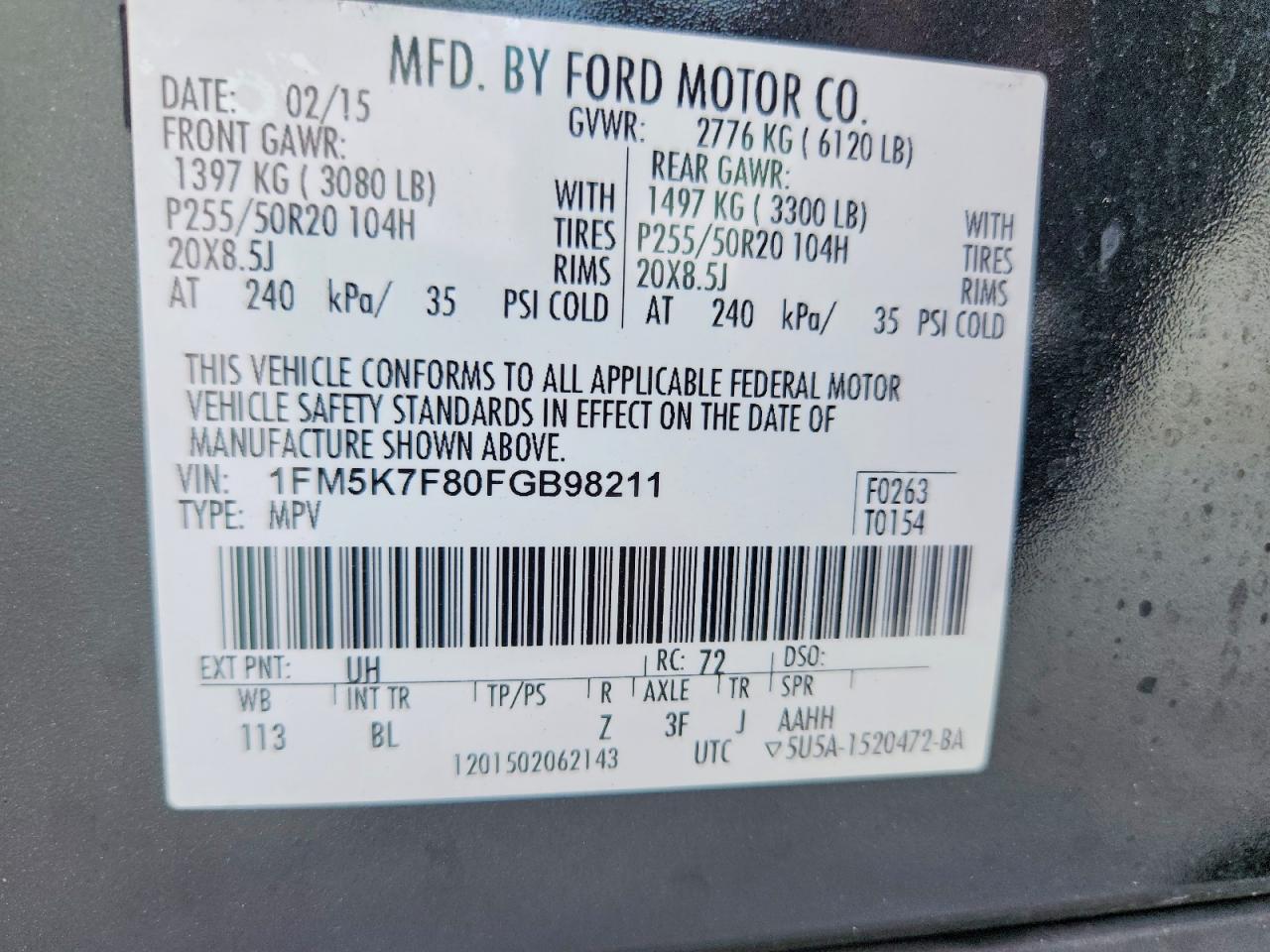 2015 Ford Explorer Limited Черный vin: 1FM5K7F80FGB98211