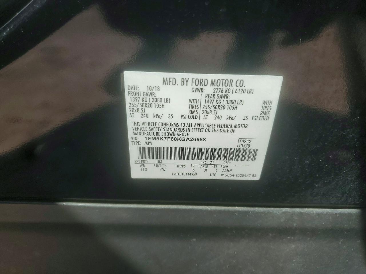 2019 Ford Explorer Limited Black vin: 1FM5K7F80KGA26688