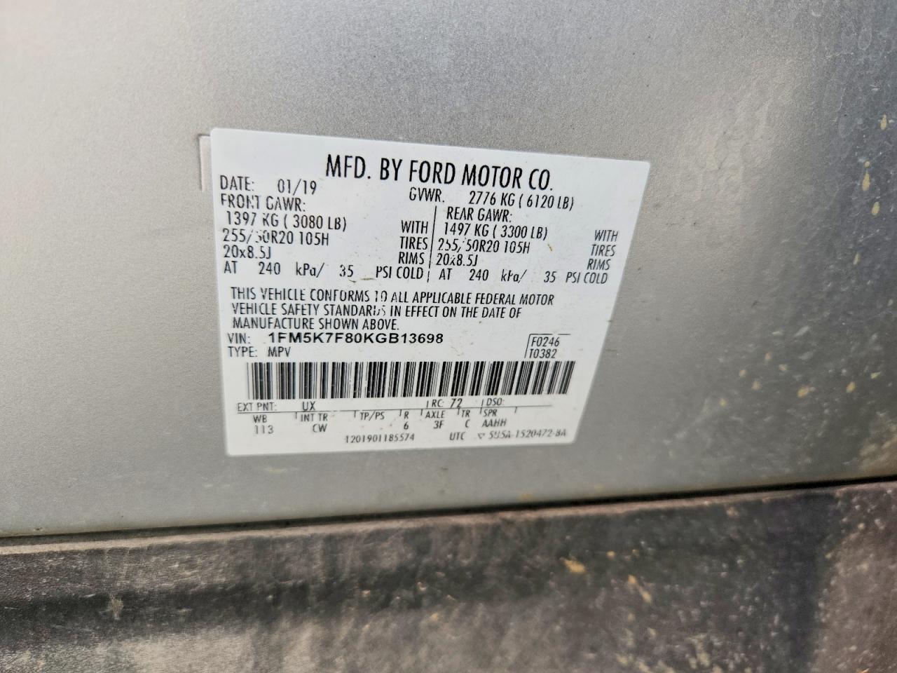 2019 Ford Explorer Limited Silver vin: 1FM5K7F80KGB13698