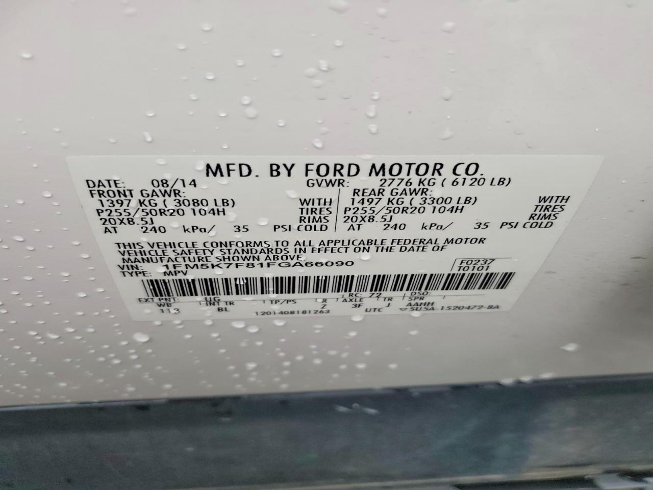 2015 Ford Explorer Limited White vin: 1FM5K7F81FGA66090