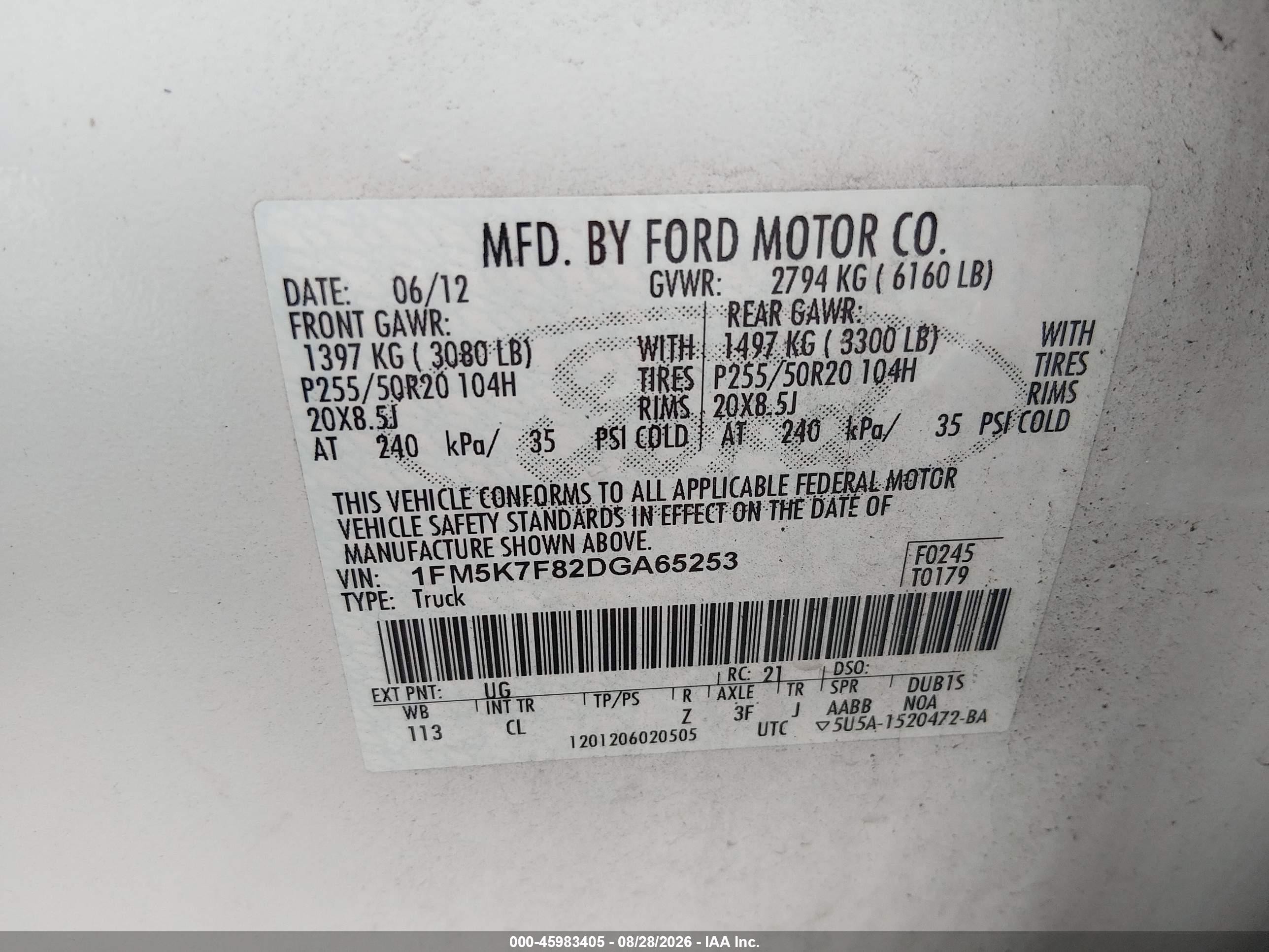 2013 Ford Explorer Limited White vin: 1FM5K7F82DGA65253