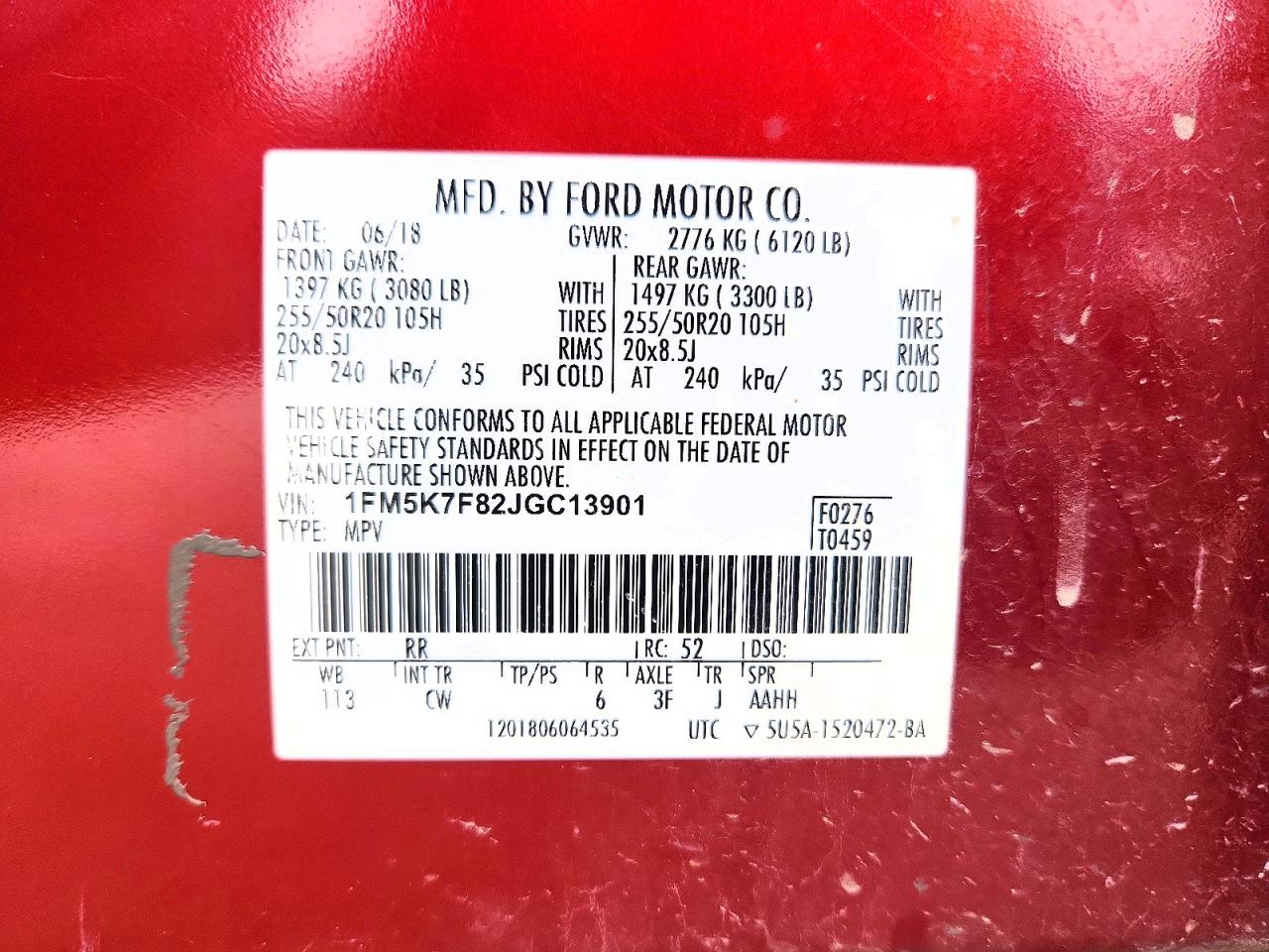 2018 Ford Explorer Limited Red vin: 1FM5K7F82JGC13901