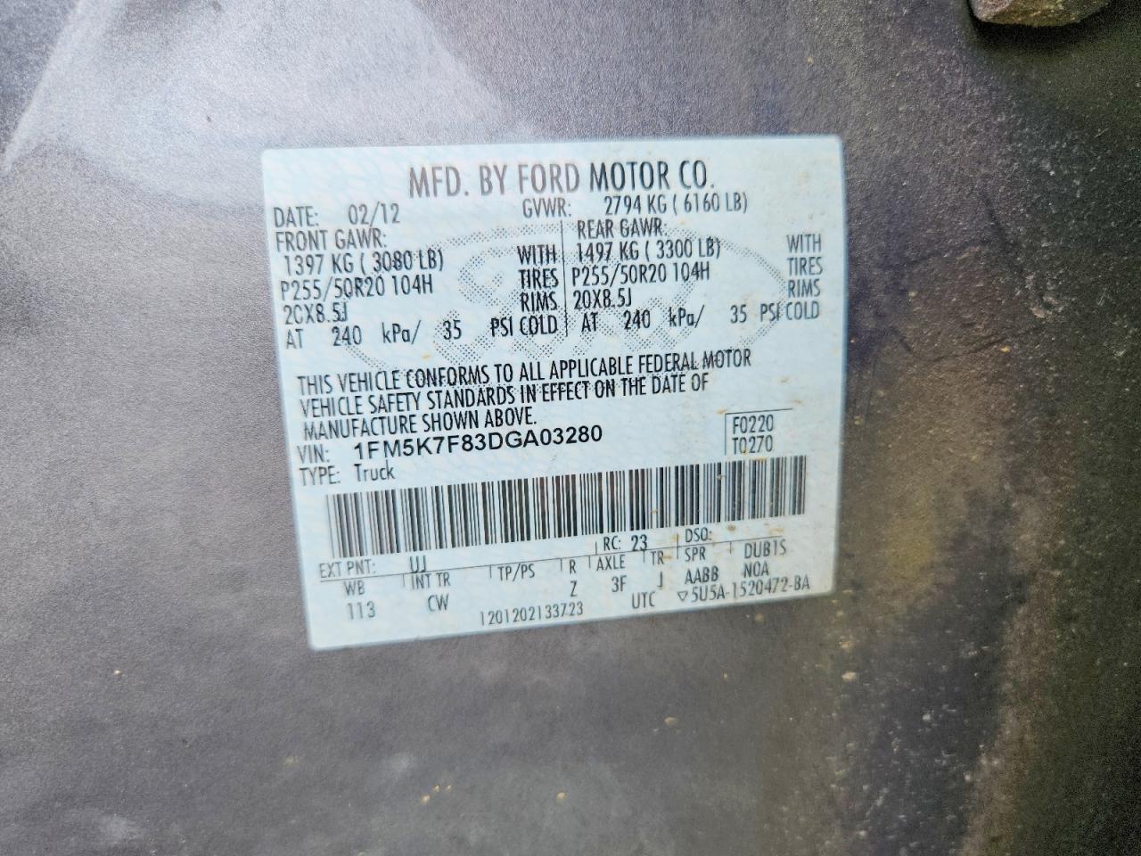 2013 Ford Explorer Limited Gray vin: 1FM5K7F83DGA03280