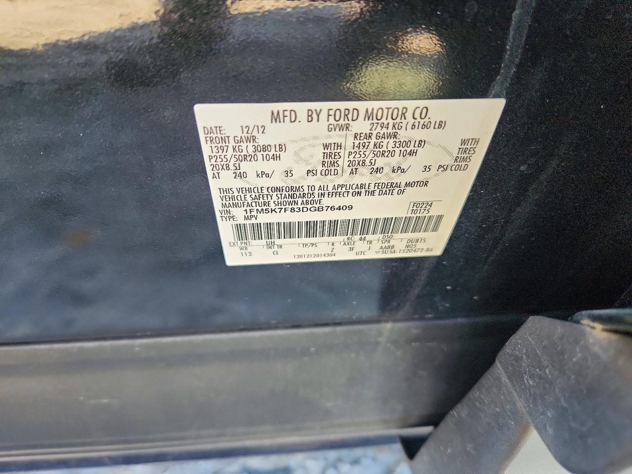 2013 Ford Explorer Limited Black vin: 1FM5K7F83DGB76409