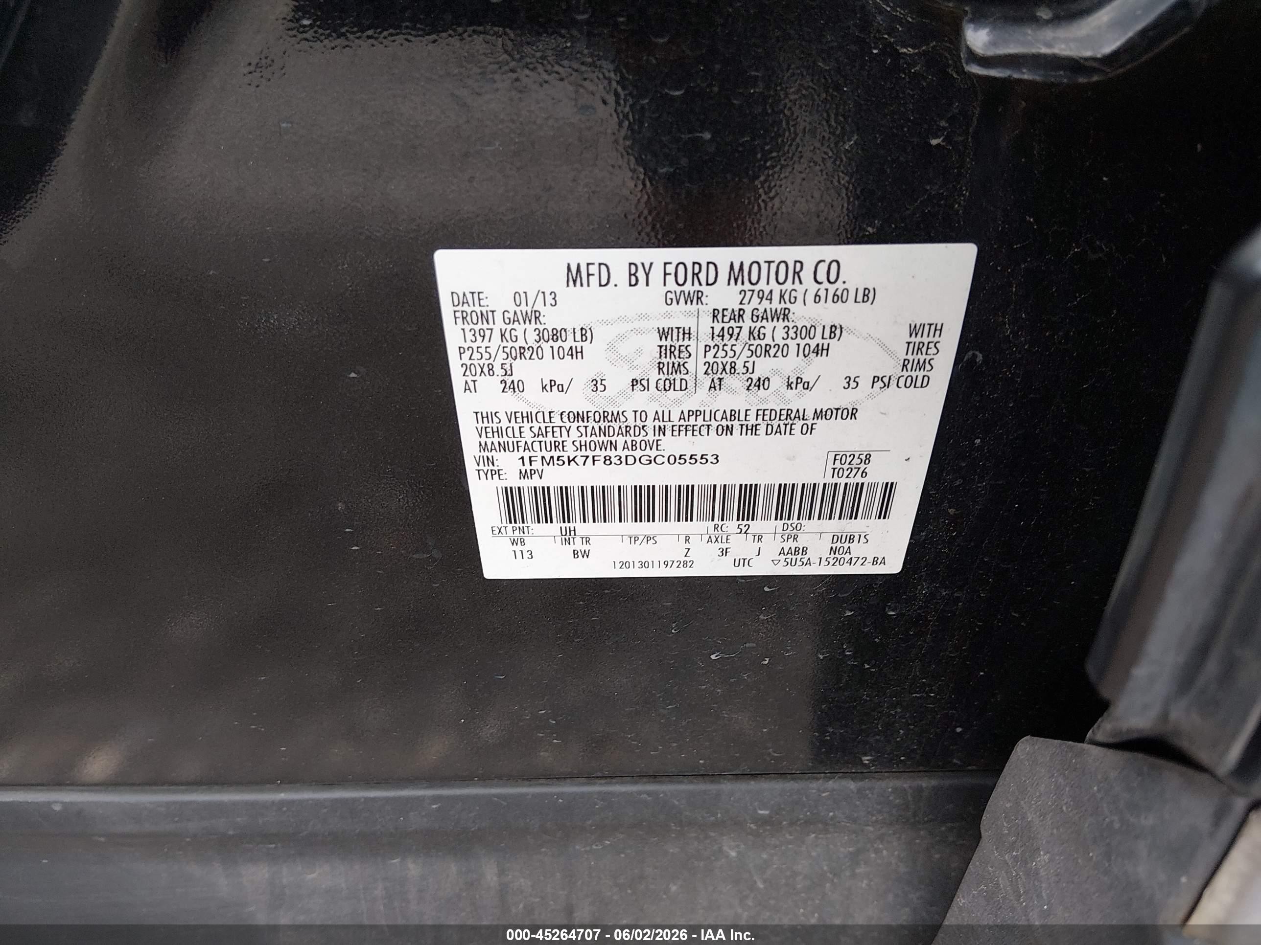 2013 Ford Explorer Limited Black vin: 1FM5K7F83DGC05553