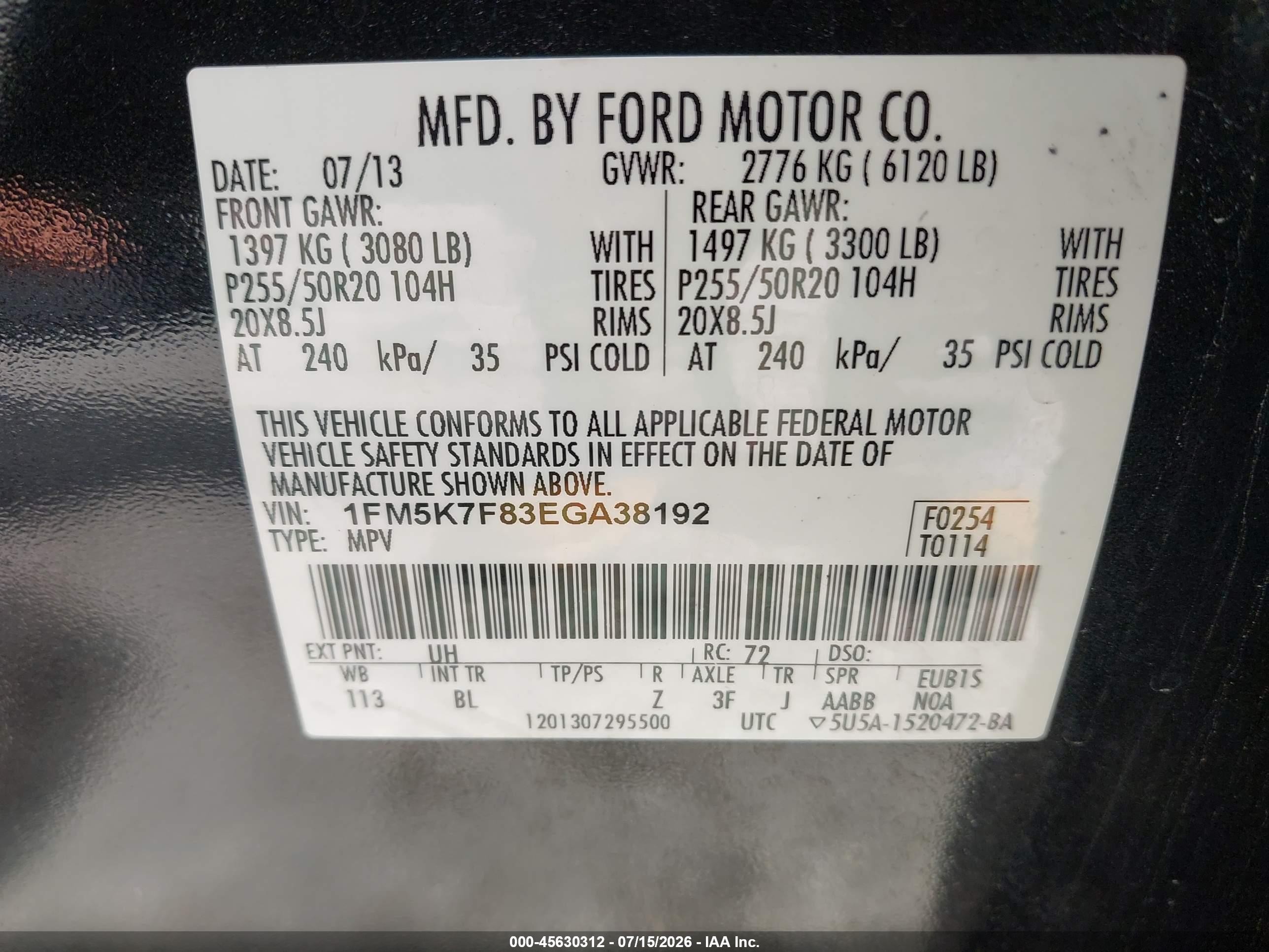 2014 Ford Explorer Limited Black vin: 1FM5K7F83EGA38192