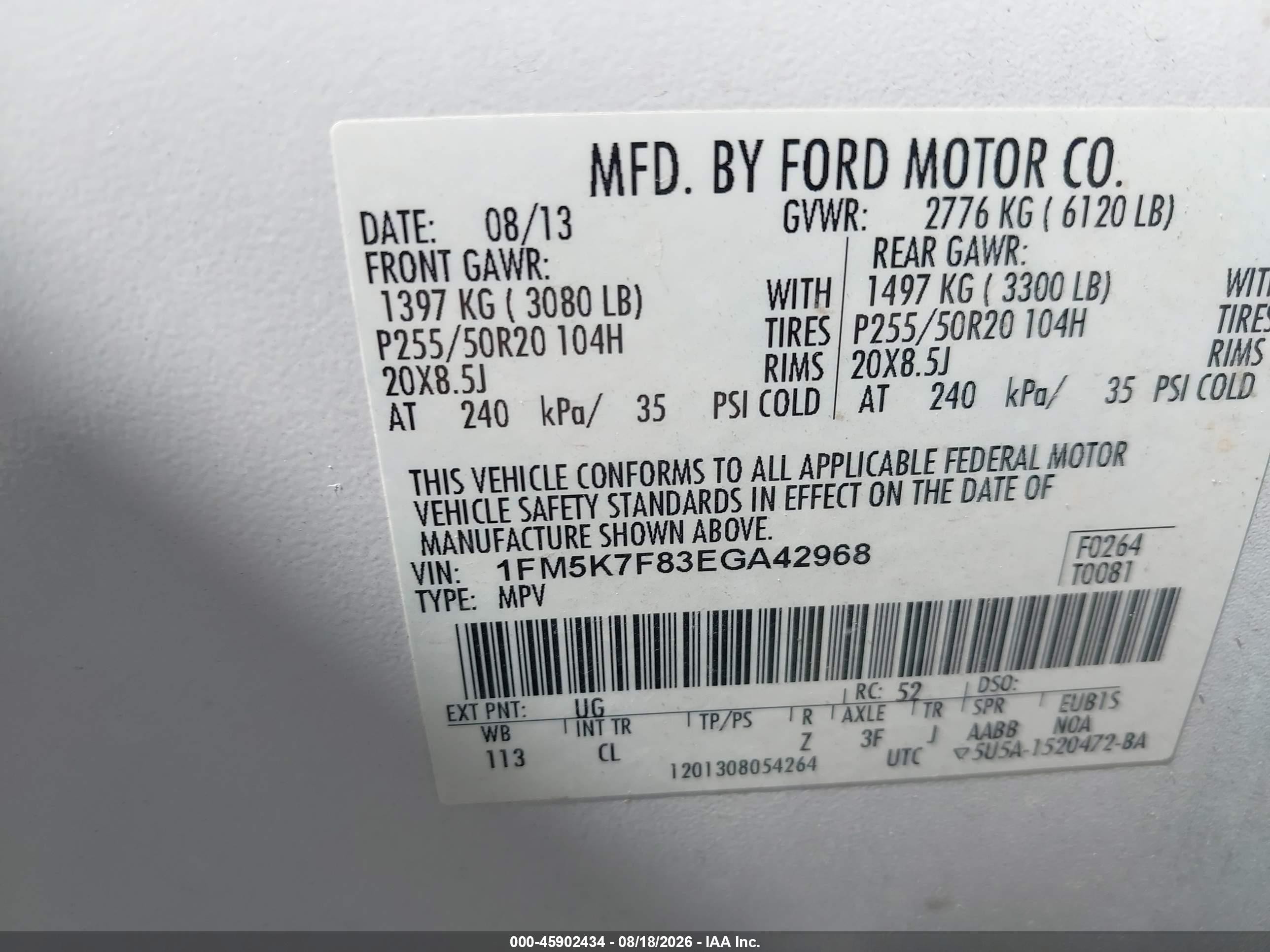 2014 Ford Explorer Limited White vin: 1FM5K7F83EGA42968