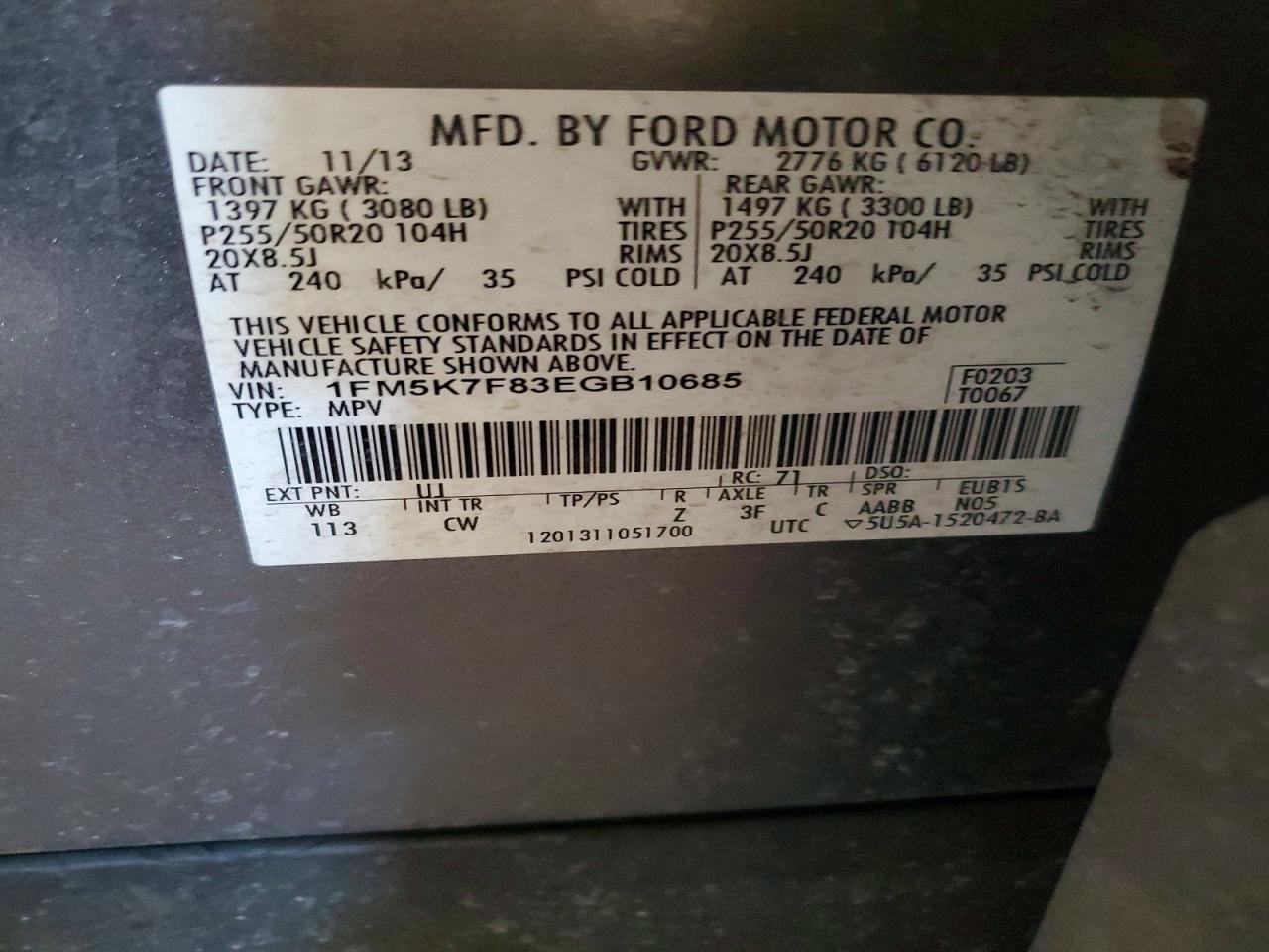 2014 Ford Explorer Limited Gray vin: 1FM5K7F83EGB10685