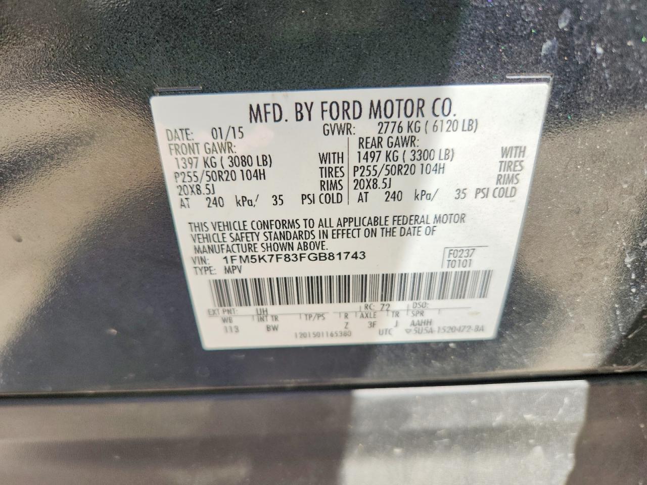 2015 Ford Explorer Limited Черный vin: 1FM5K7F83FGB81743