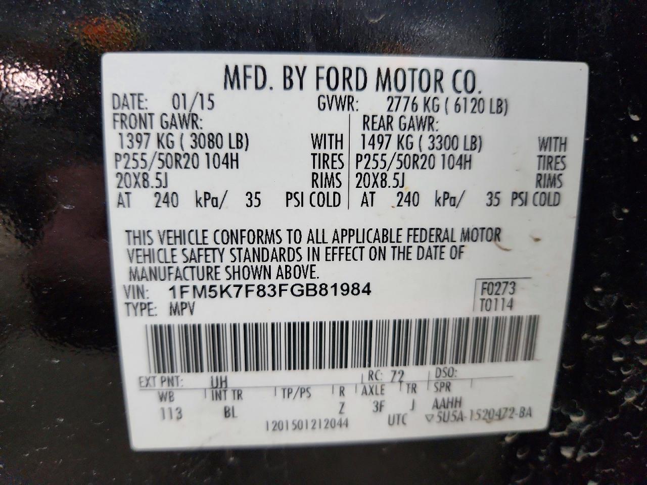 2015 Ford Explorer Limited Черный vin: 1FM5K7F83FGB81984