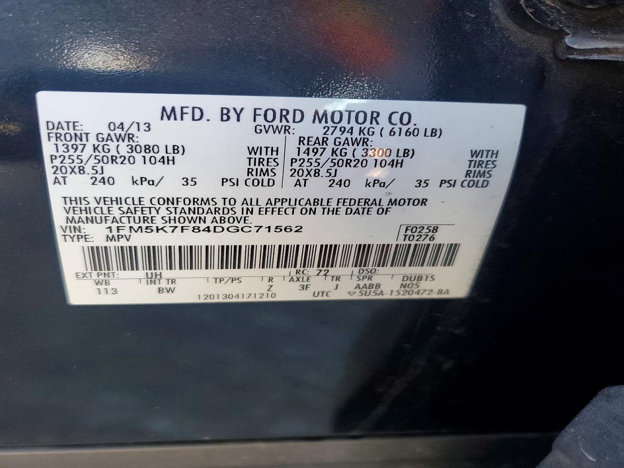 2013 Ford Explorer Limited Black vin: 1FM5K7F84DGC71562