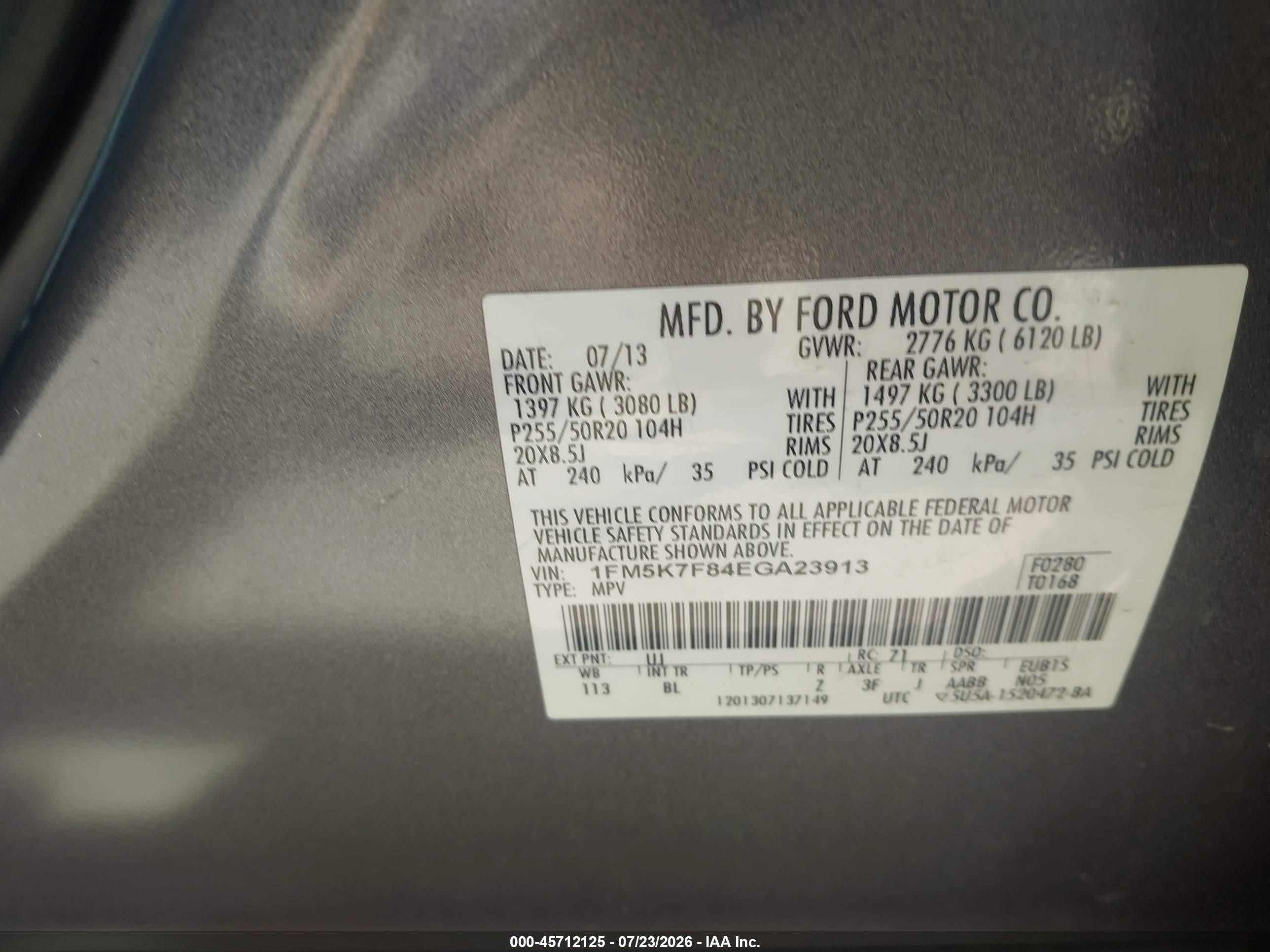 2014 Ford Explorer Limited Gray vin: 1FM5K7F84EGA23913