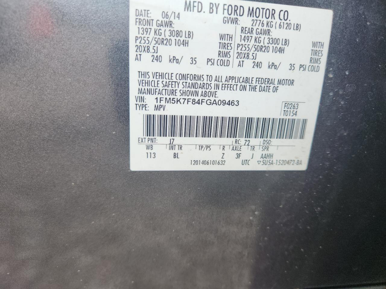 2015 Ford Explorer Limited Gray vin: 1FM5K7F84FGA09463