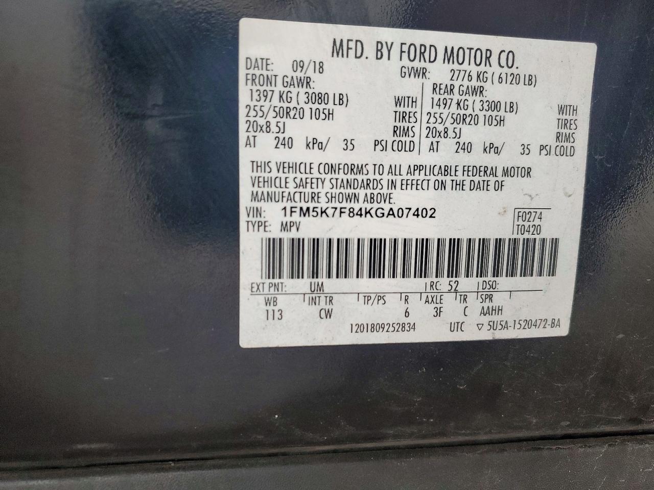 2019 Ford Explorer Limited Black vin: 1FM5K7F84KGA07402