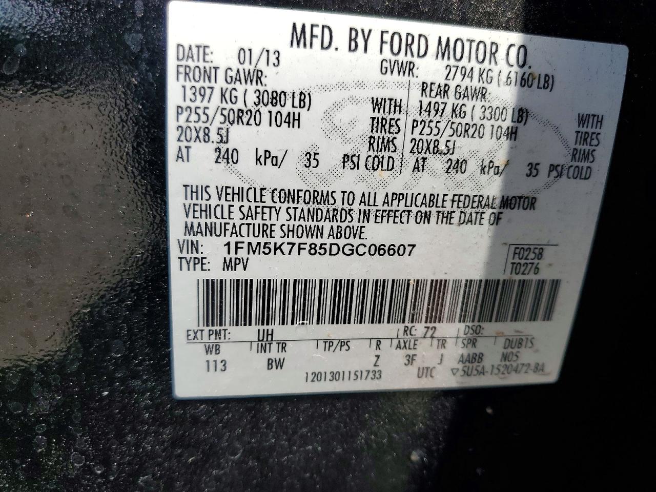 2013 Ford Explorer Limited Black vin: 1FM5K7F85DGC06607