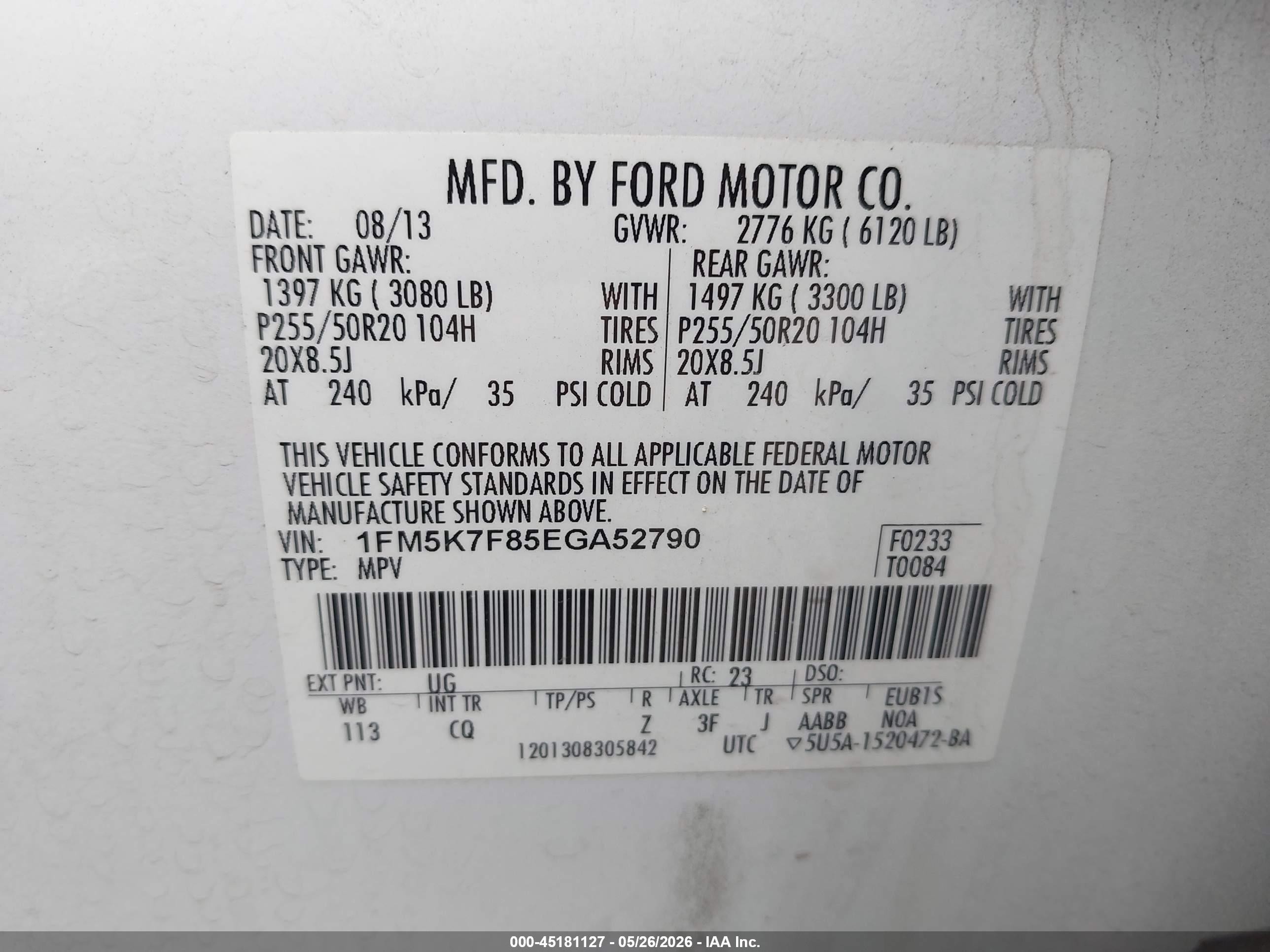 2014 Ford Explorer Limited White vin: 1FM5K7F85EGA52790