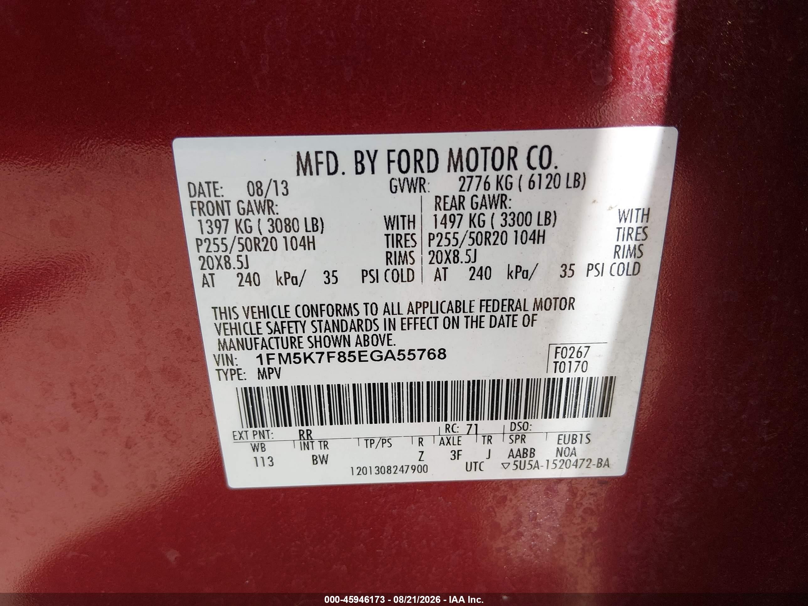 2014 Ford Explorer Limited Red vin: 1FM5K7F85EGA55768