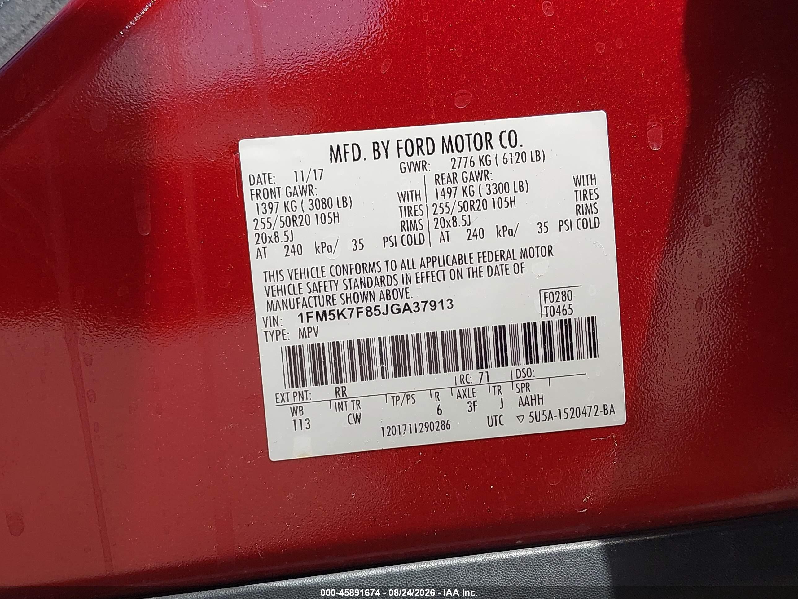 2018 Ford Explorer Limited Red vin: 1FM5K7F85JGA37913