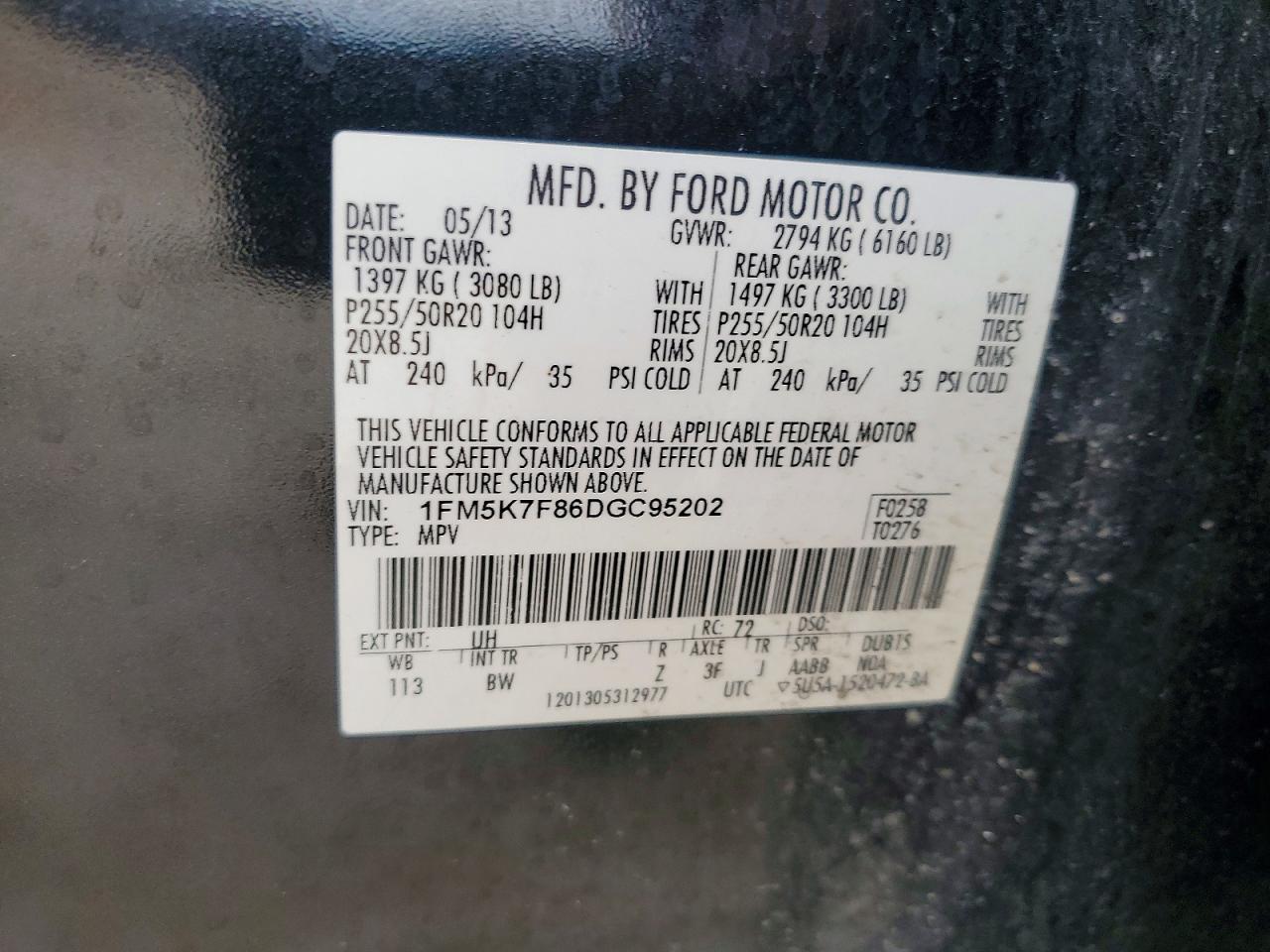 2013 Ford Explorer Limited Black vin: 1FM5K7F86DGC95202