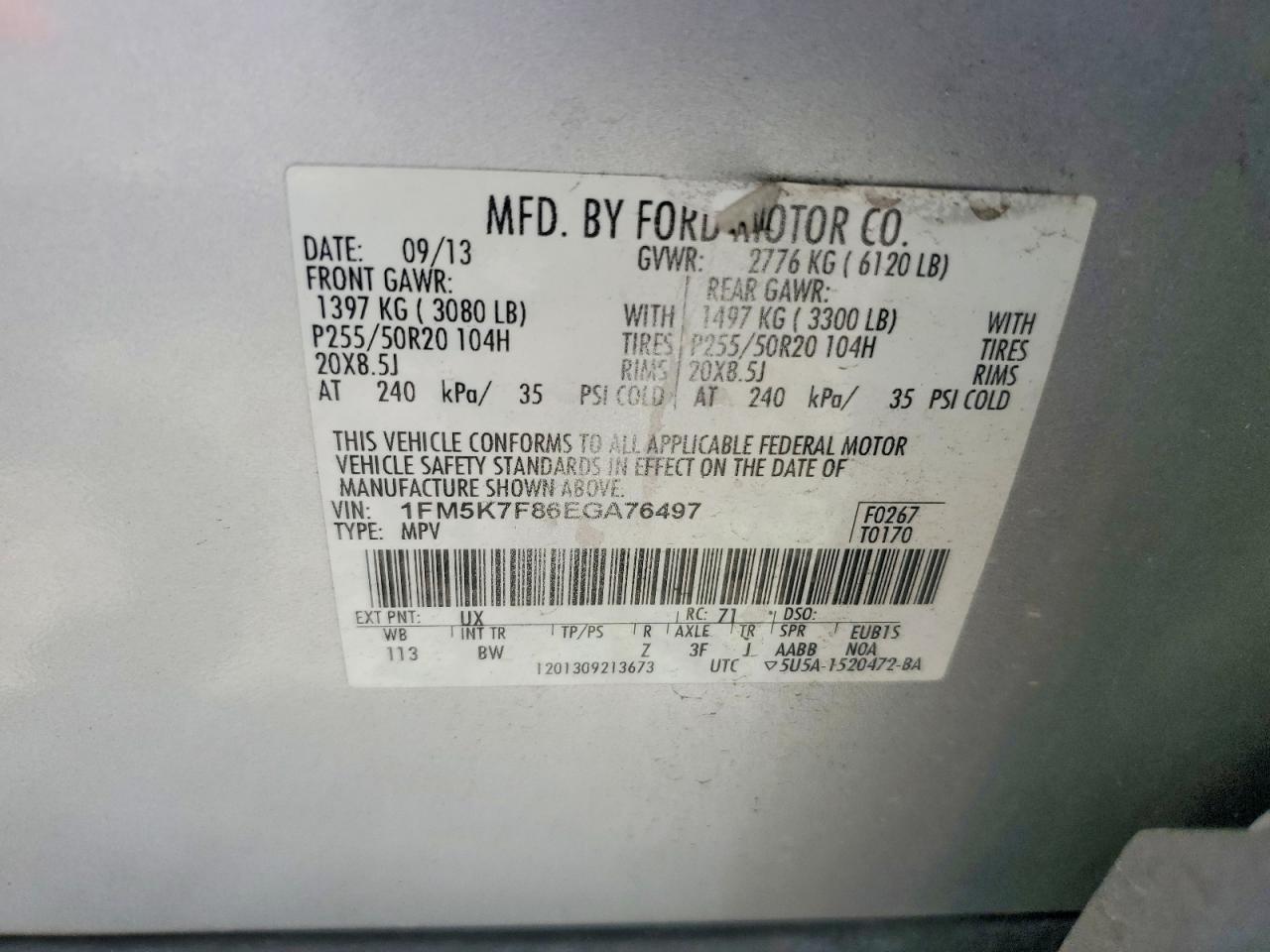 2014 Ford Explorer Limited Silver vin: 1FM5K7F86EGA76497