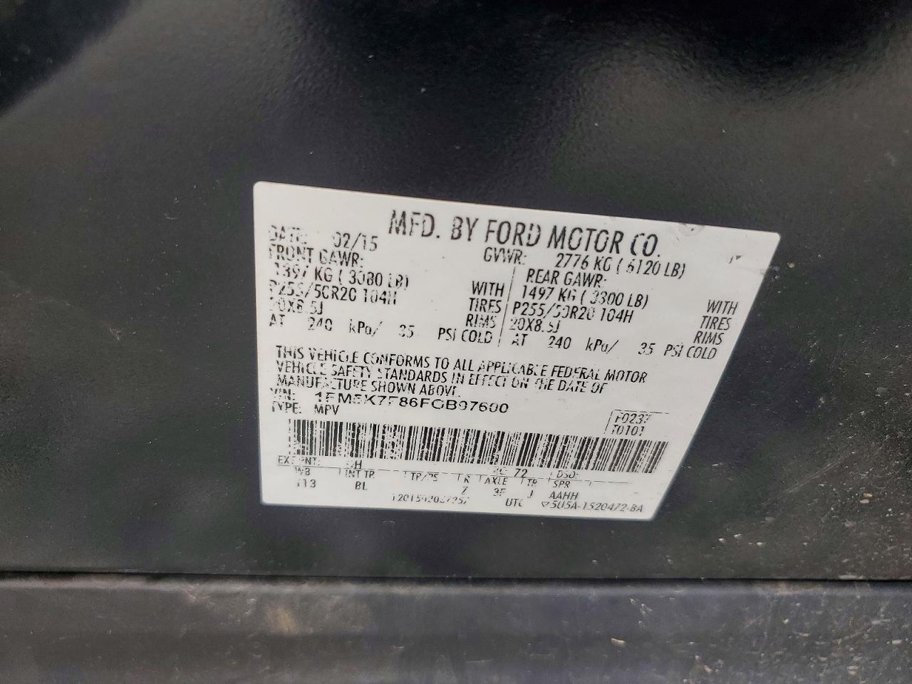 2015 Ford Explorer Limited Black vin: 1FM5K7F86FGB97600
