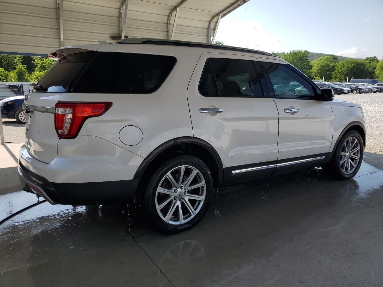 2016 Ford Explorer Limited White vin: 1FM5K7F86GGA46211 Damage: Right Rear Door, Dent(S) W/ Paint Dmg, 9 To 10 Inches