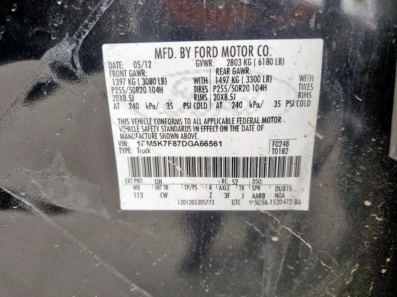 2013 Ford Explorer Limited Black vin: 1FM5K7F87DGA66561