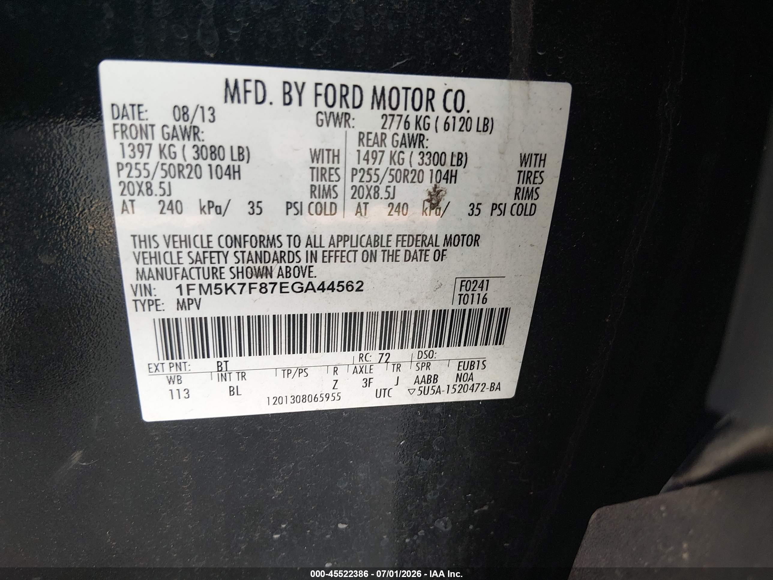 2014 Ford Explorer Limited Black vin: 1FM5K7F87EGA44562