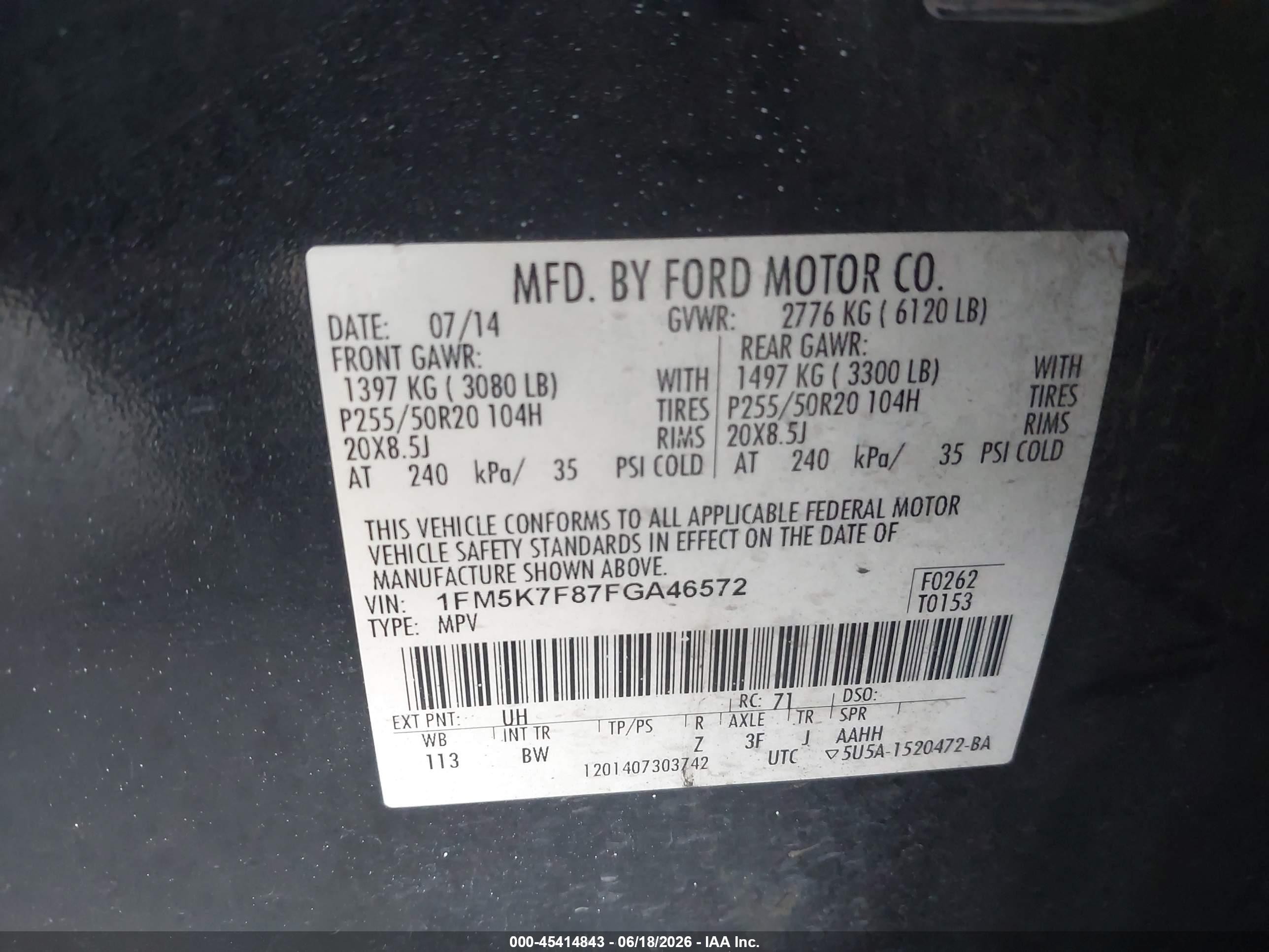 2015 Ford Explorer Limited Black vin: 1FM5K7F87FGA46572