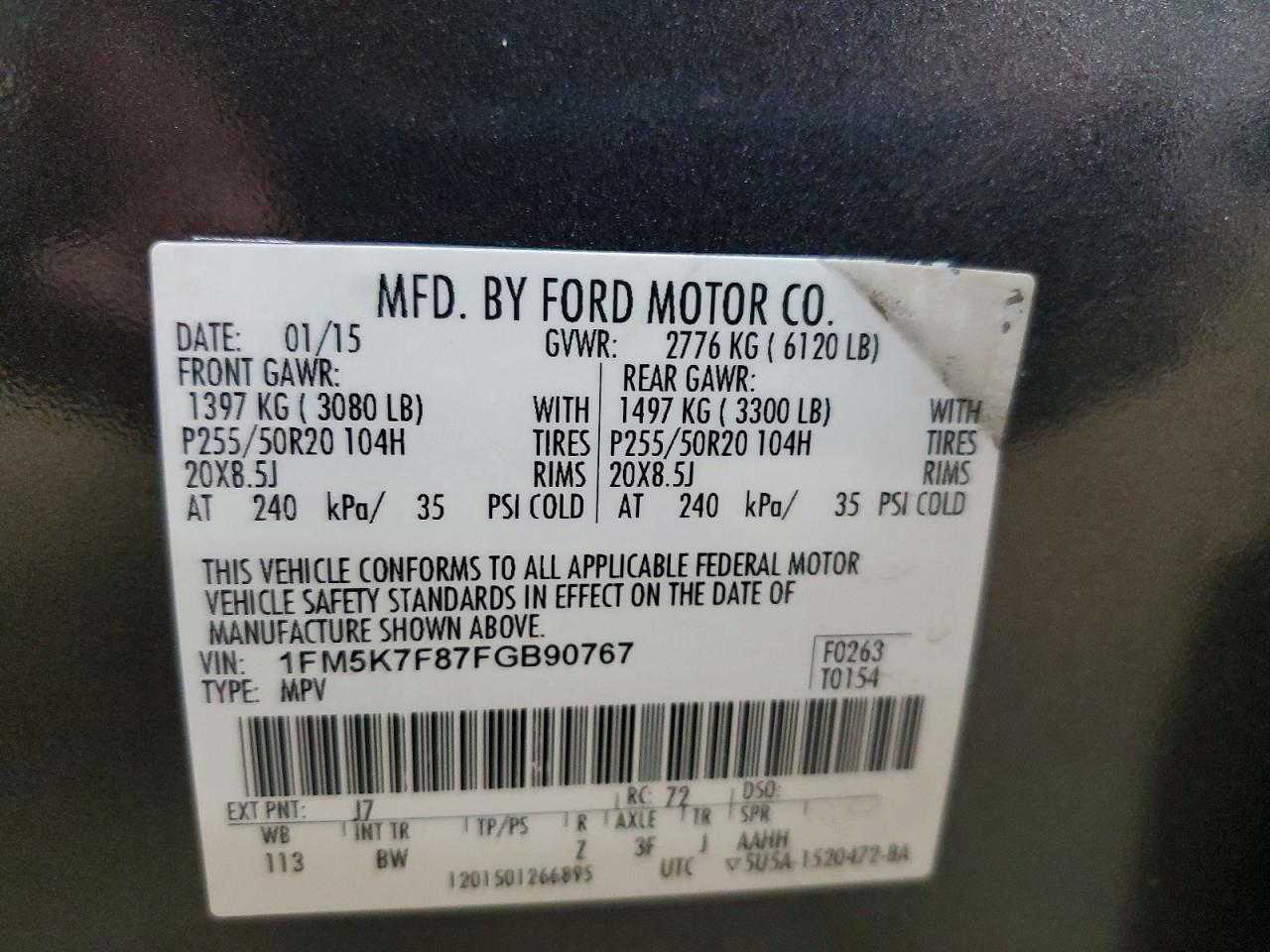 2015 Ford Explorer Limited Gray vin: 1FM5K7F87FGB90767