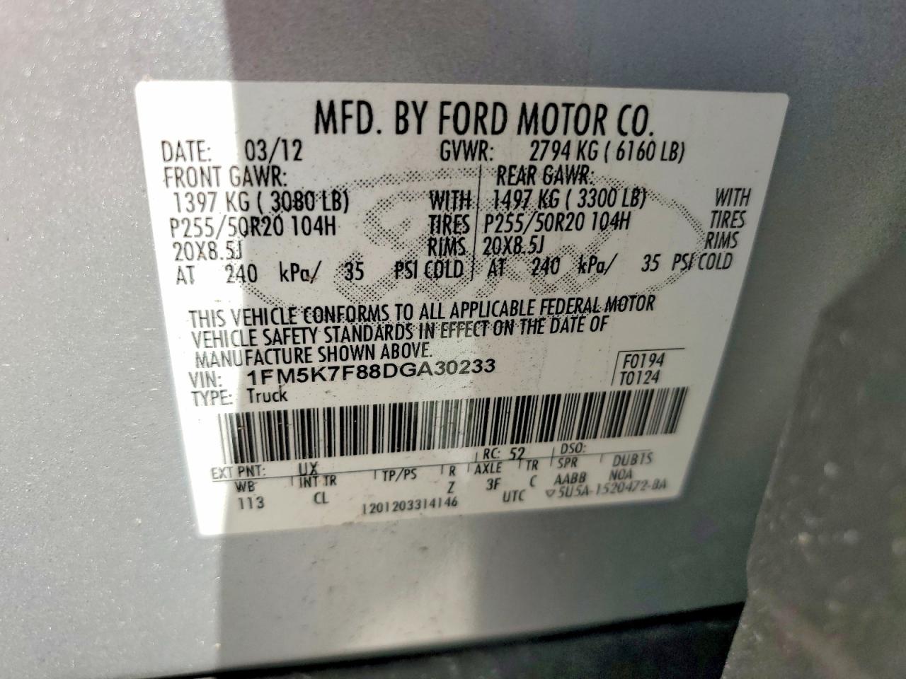 2013 Ford Explorer Limited Silver vin: 1FM5K7F88DGA30233