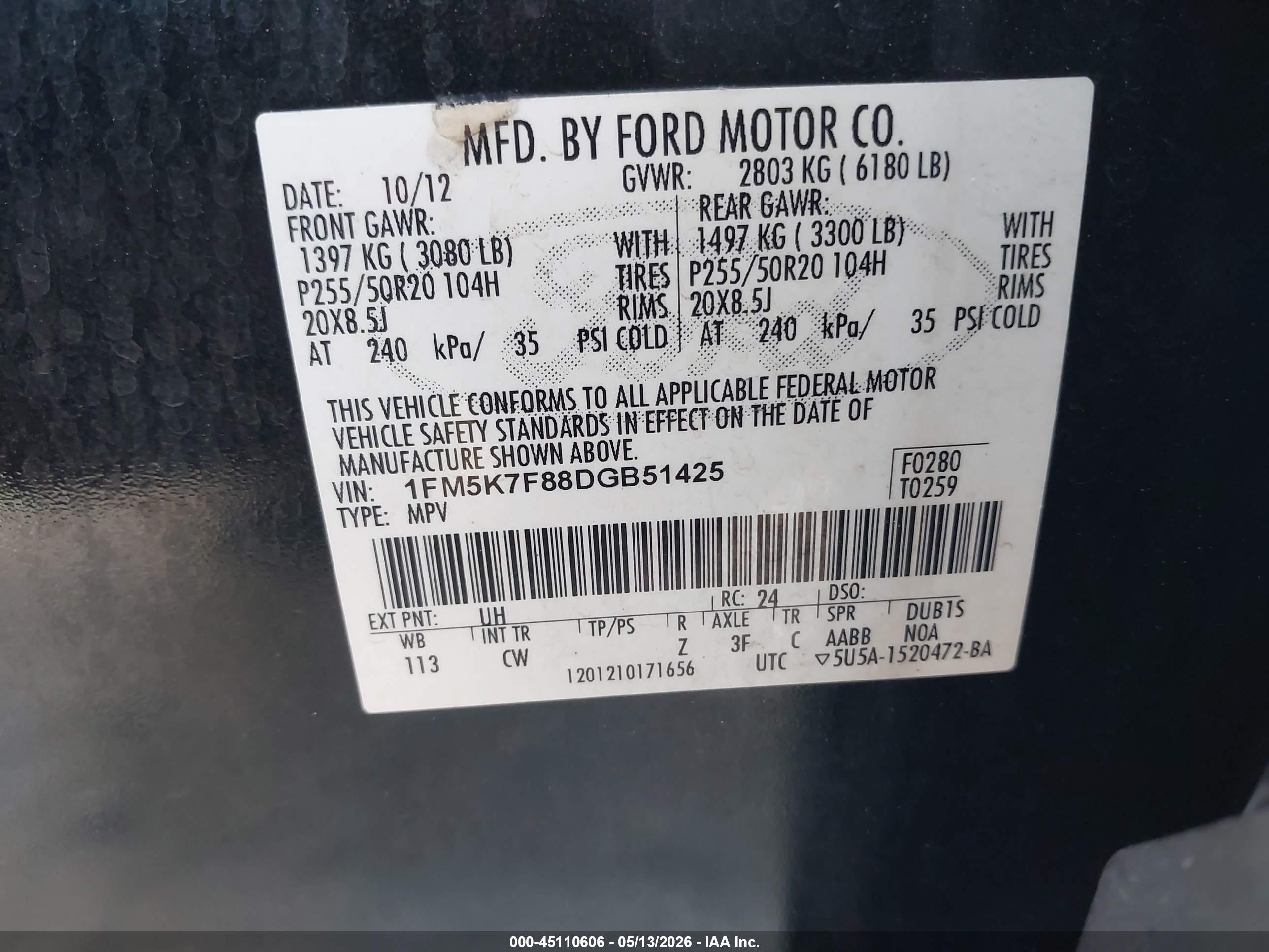 2013 Ford Explorer Limited Black vin: 1FM5K7F88DGB51425