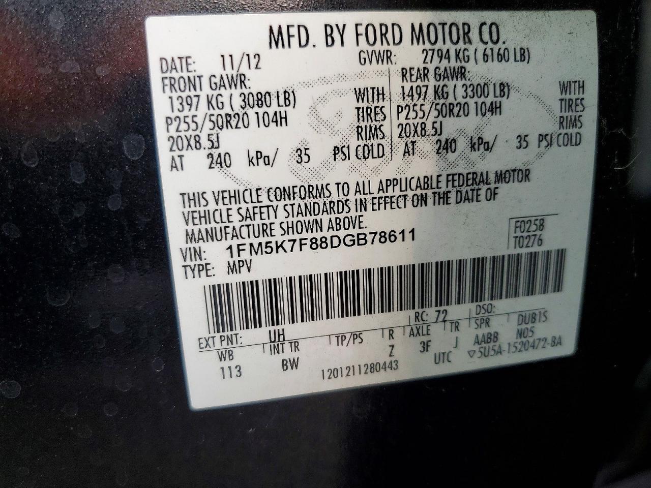 2013 Ford Explorer Limited Black vin: 1FM5K7F88DGB78611