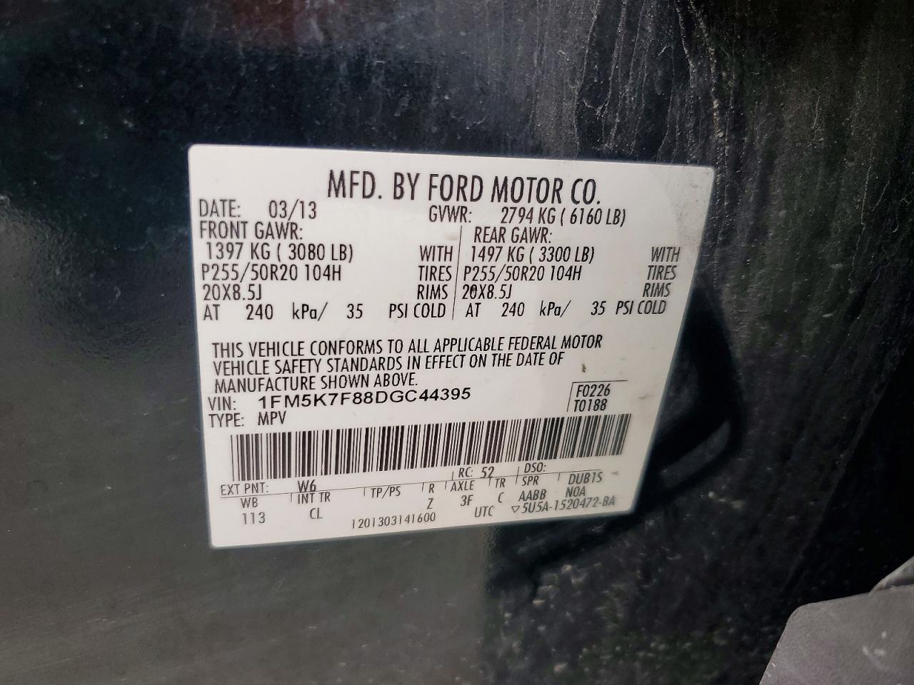 2013 Ford Explorer Limited Green vin: 1FM5K7F88DGC44395