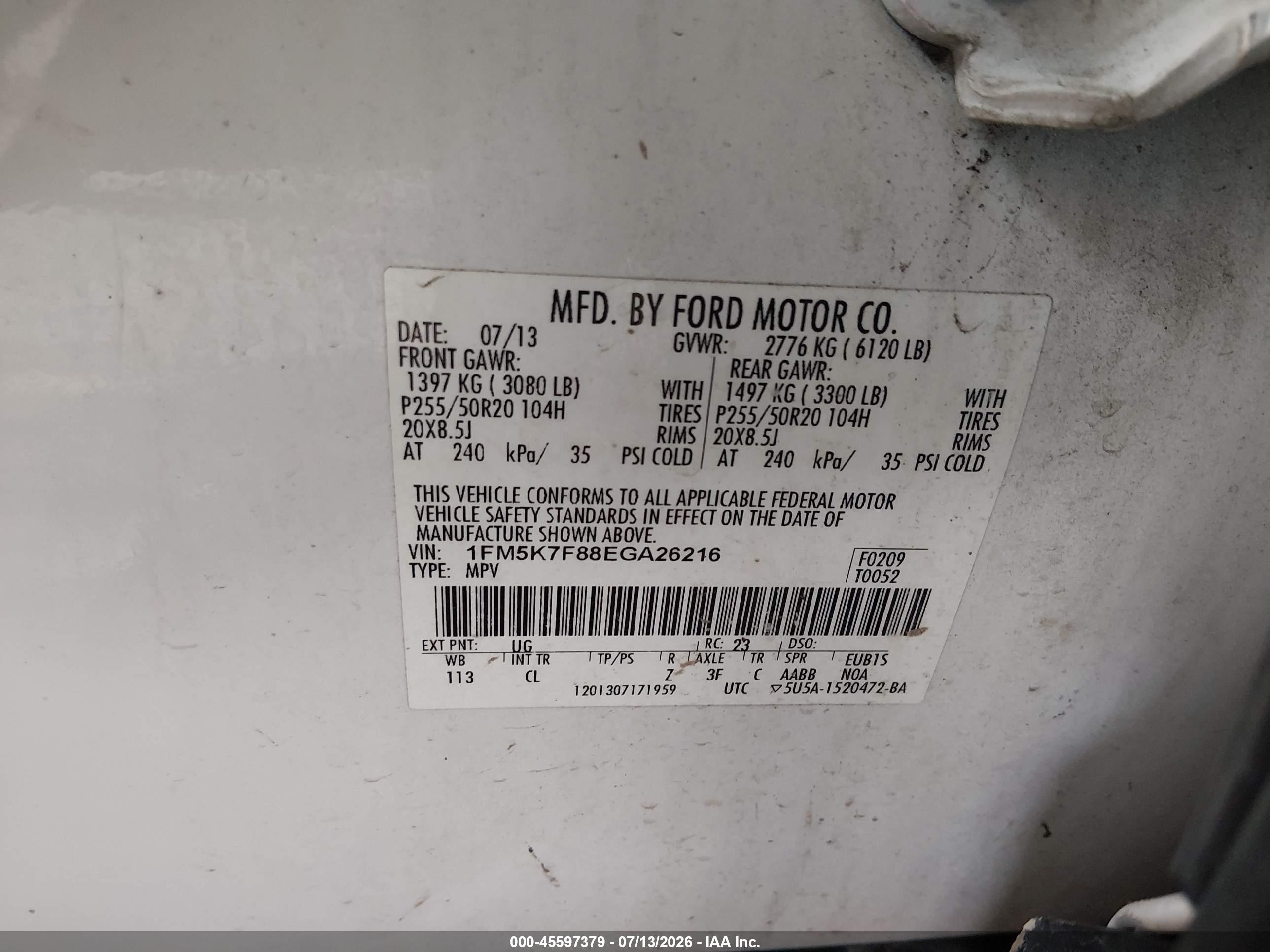 2014 Ford Explorer Limited Белый vin: 1FM5K7F88EGA26216