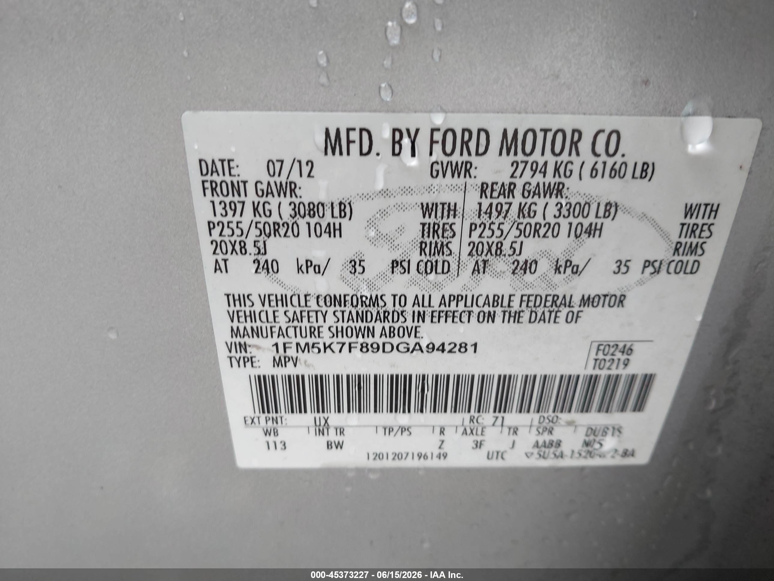 2013 Ford Explorer Limited Silver vin: 1FM5K7F89DGA94281