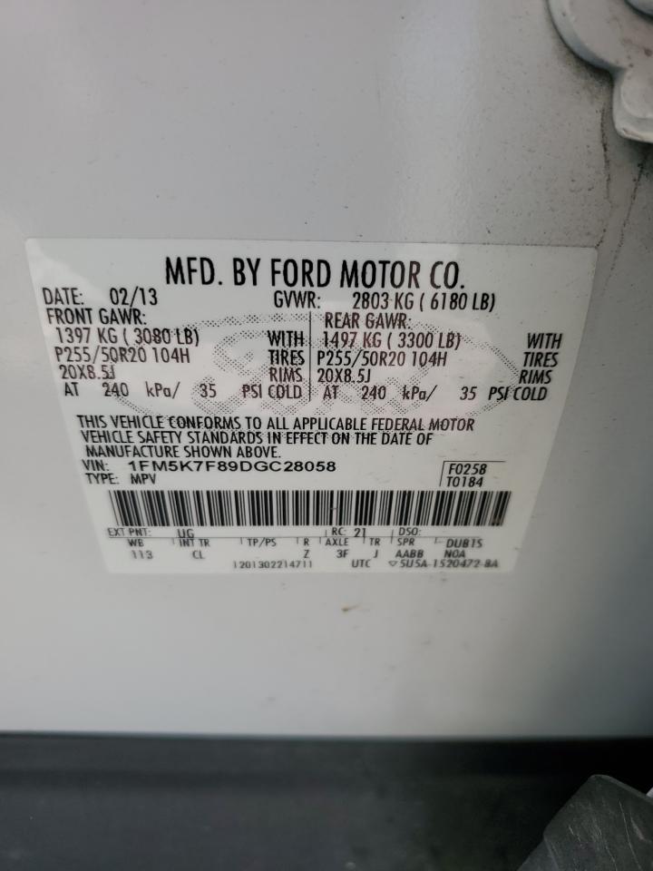 2013 Ford Explorer Limited White vin: 1FM5K7F89DGC28058