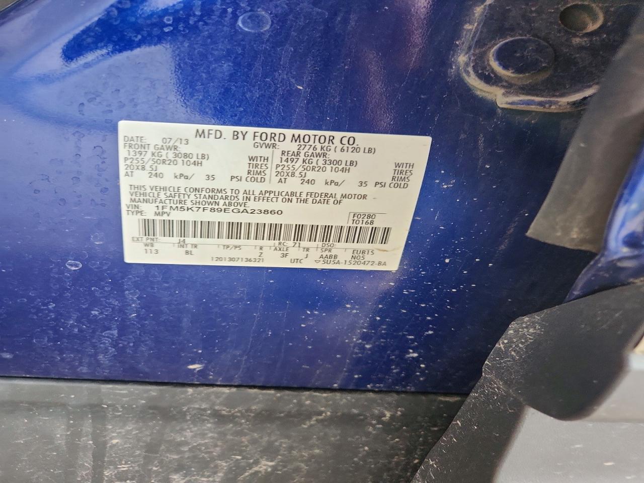 2014 Ford Explorer Limited Blue vin: 1FM5K7F89EGA23860