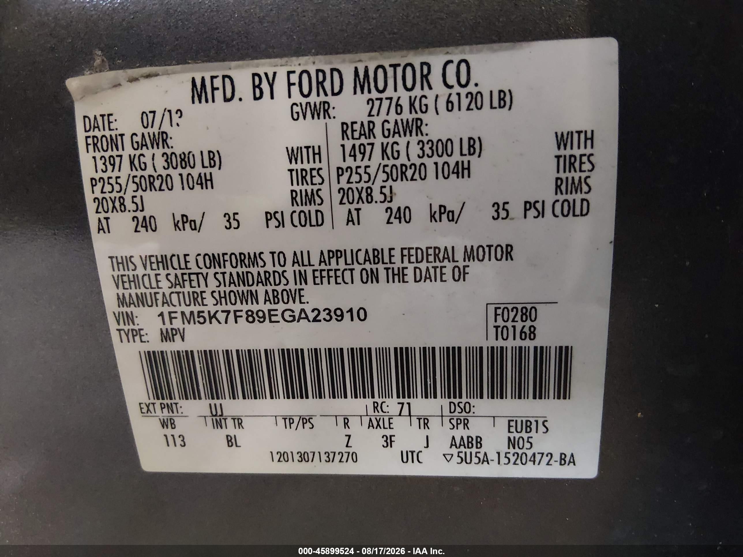 2014 Ford Explorer Limited Gray vin: 1FM5K7F89EGA23910
