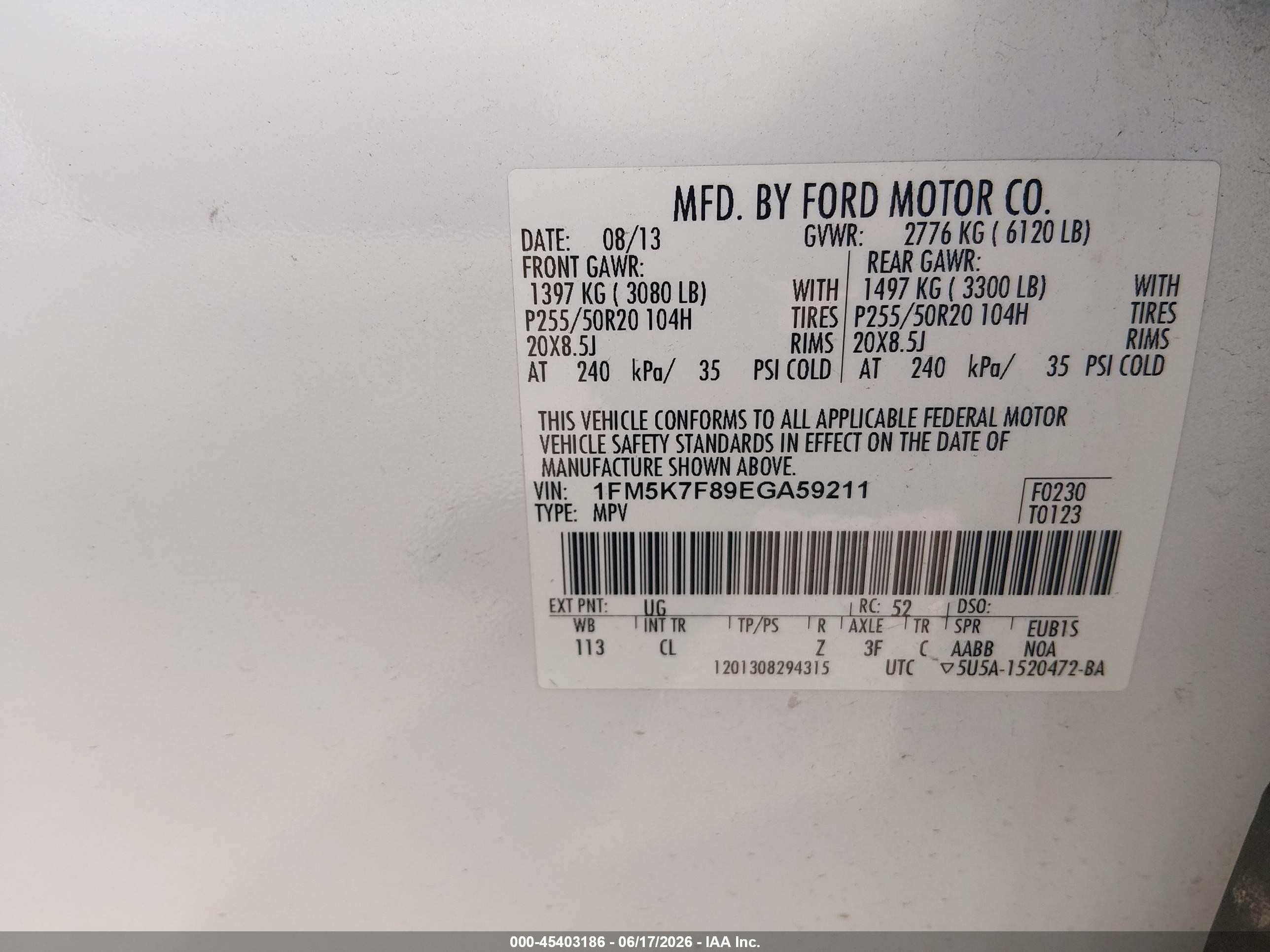 2014 Ford Explorer Limited White vin: 1FM5K7F89EGA59211