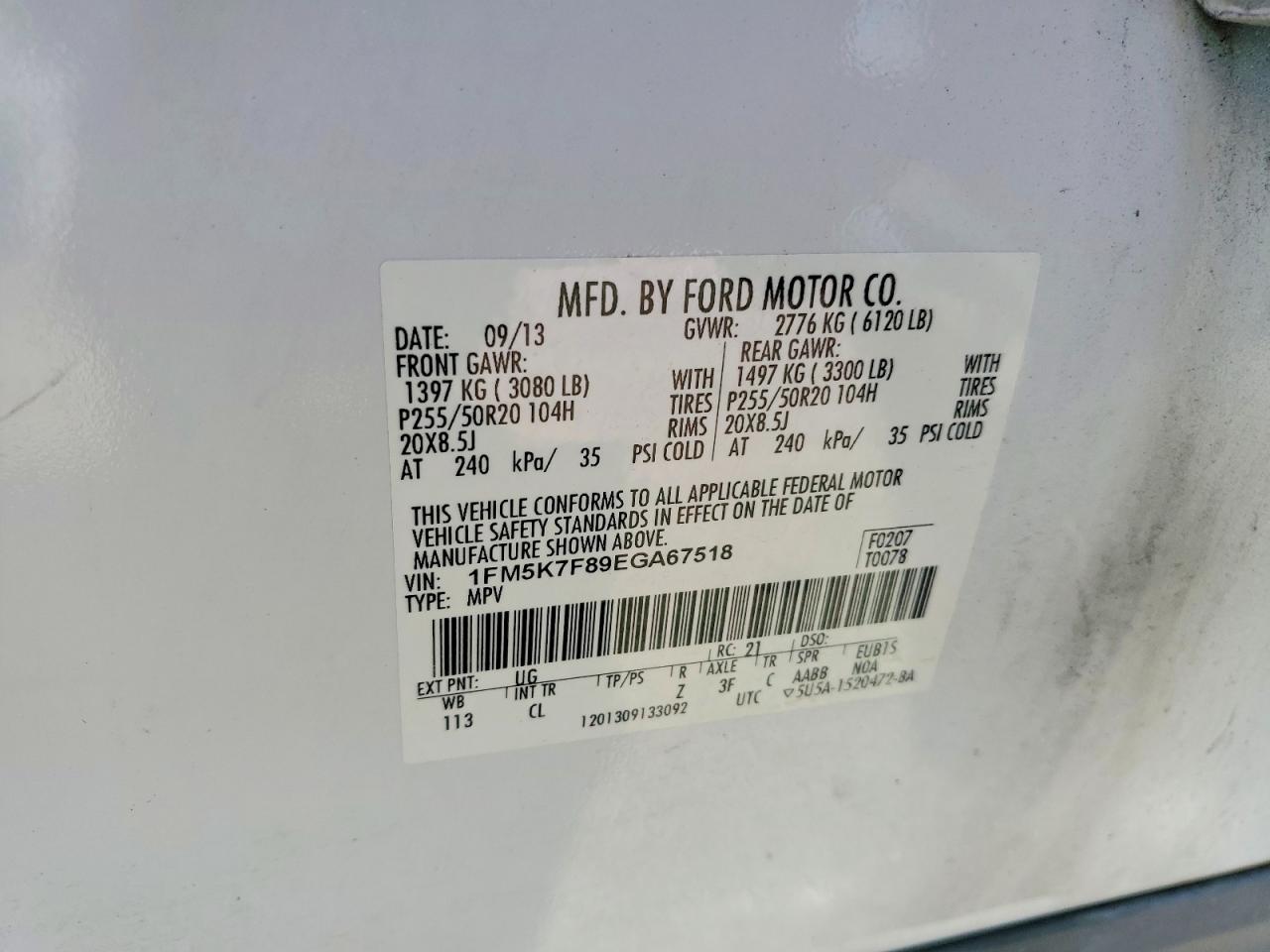 2014 Ford Explorer Limited White vin: 1FM5K7F89EGA67518