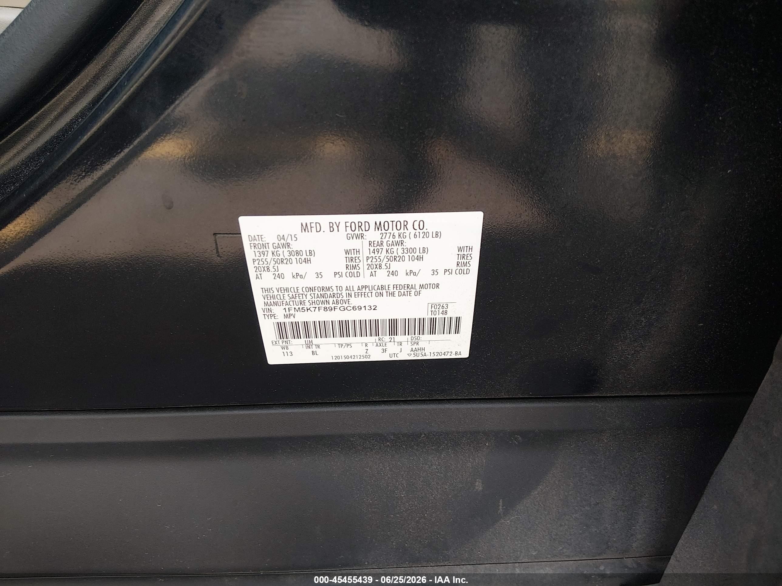 2015 Ford Explorer Limited Черный vin: 1FM5K7F89FGC69132
