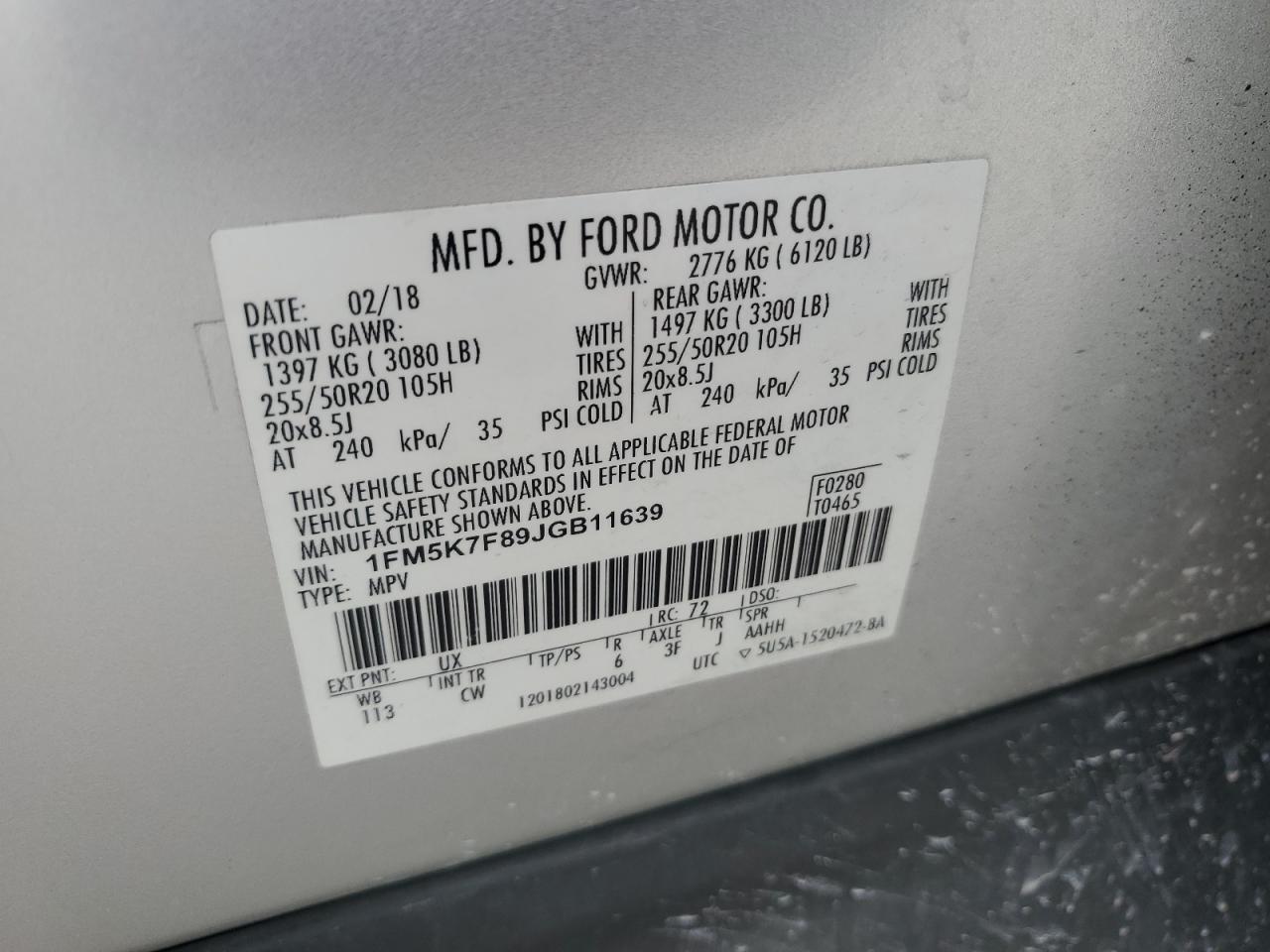 2018 Ford Explorer Limited Silver vin: 1FM5K7F89JGB11639