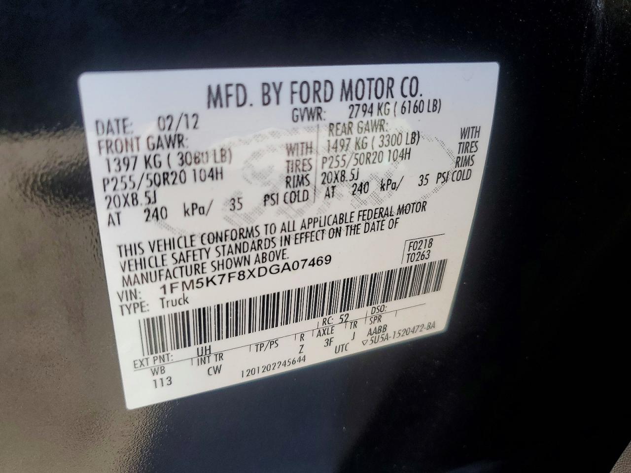 2013 Ford Explorer Limited Black vin: 1FM5K7F8XDGA07469