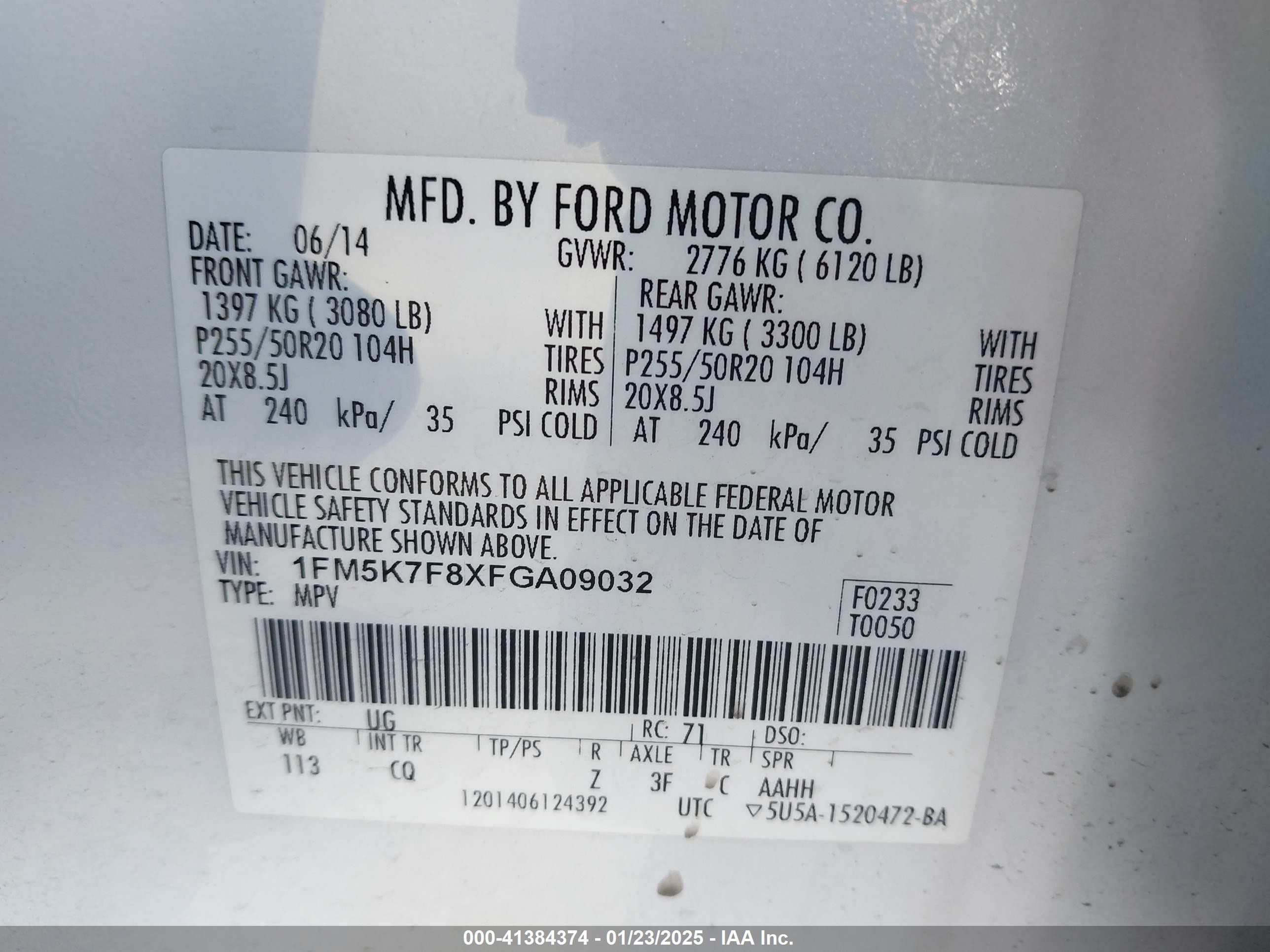 2015 Ford Explorer Limited White vin: 1FM5K7F8XFGA09032