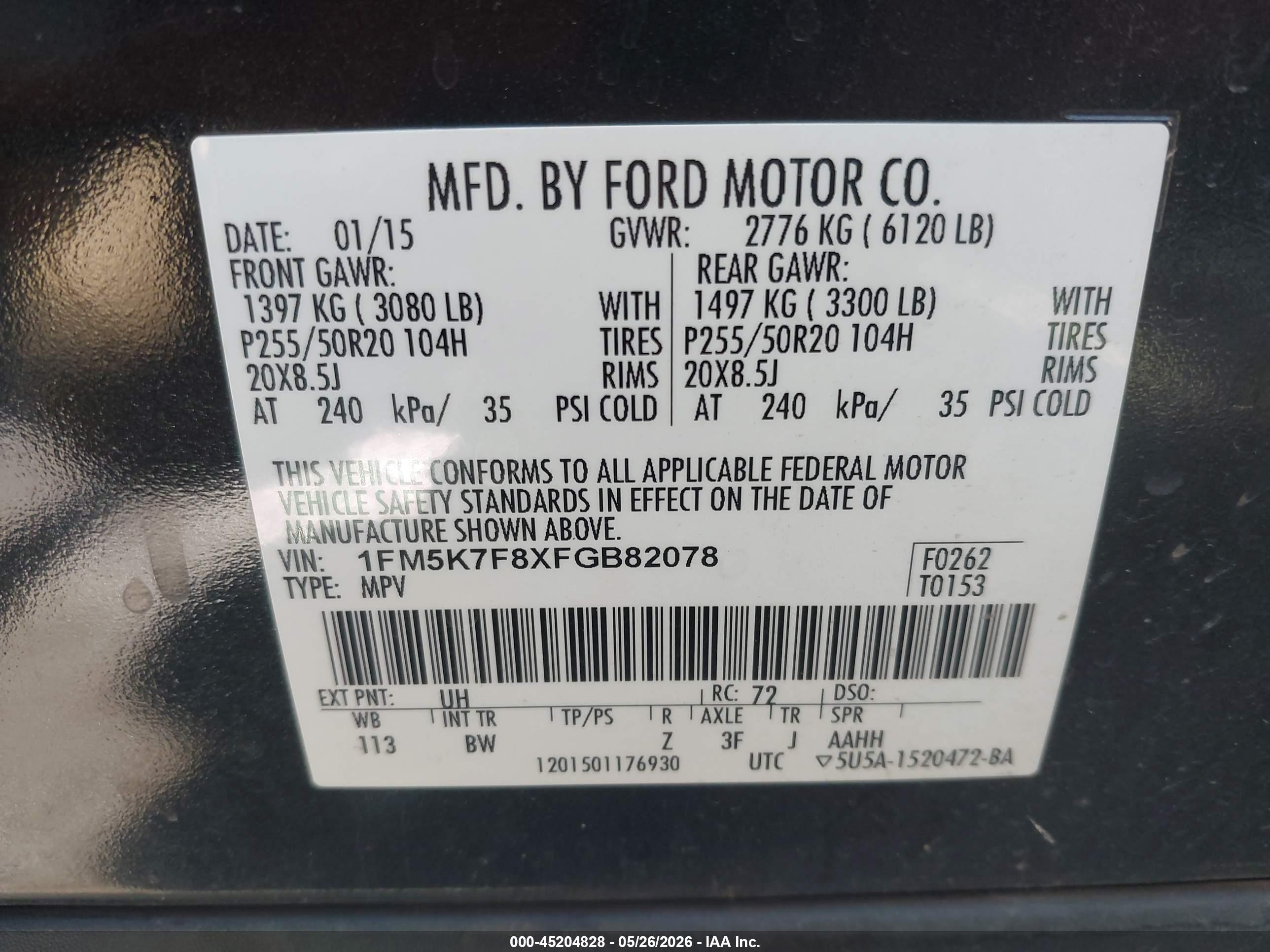 2015 Ford Explorer Limited Черный vin: 1FM5K7F8XFGB82078